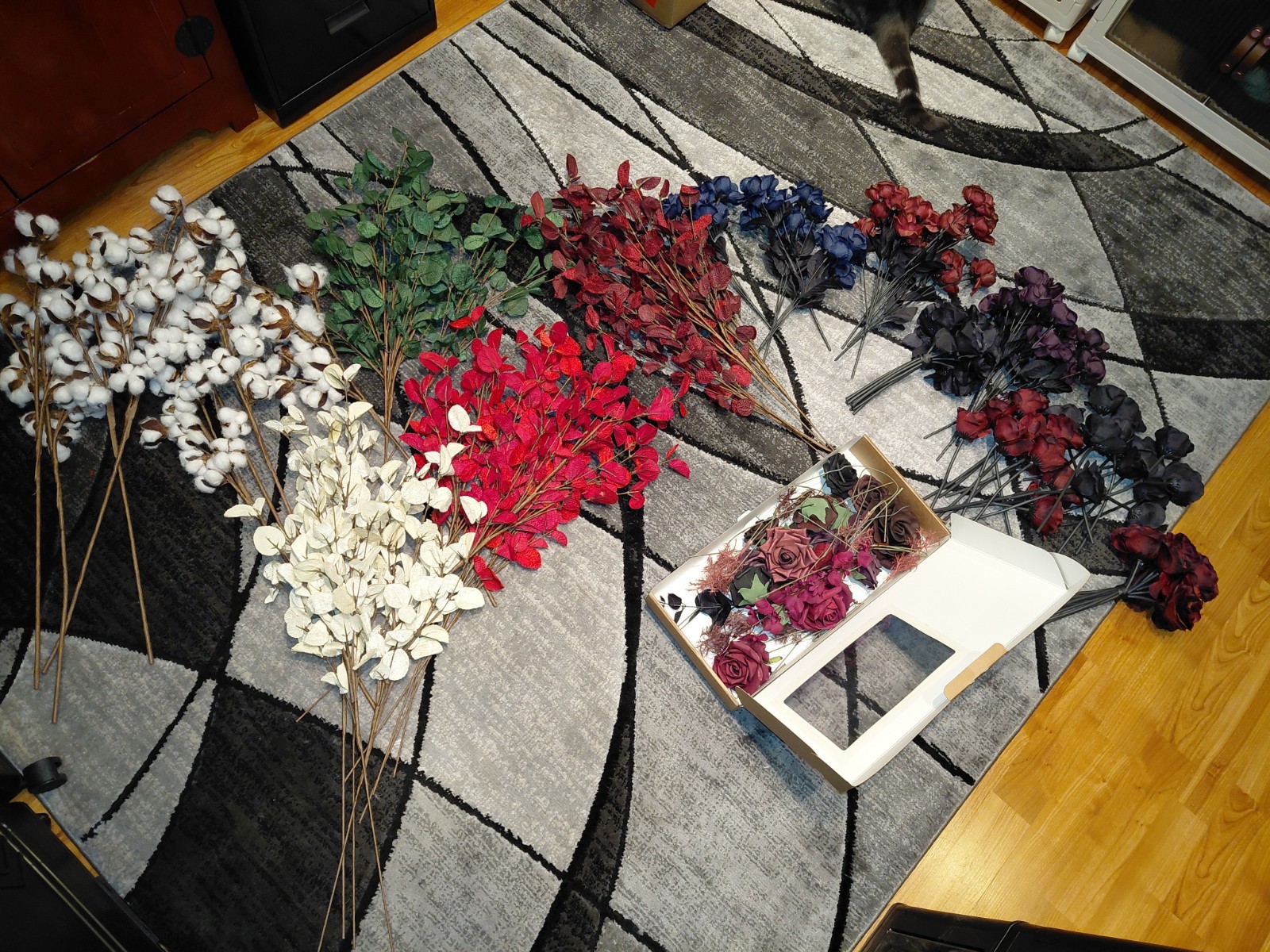 Huge Bundle Of Brand New Beautiful Mixed Faux Roses, Eucalyptus Etc Over 50 Pcs!