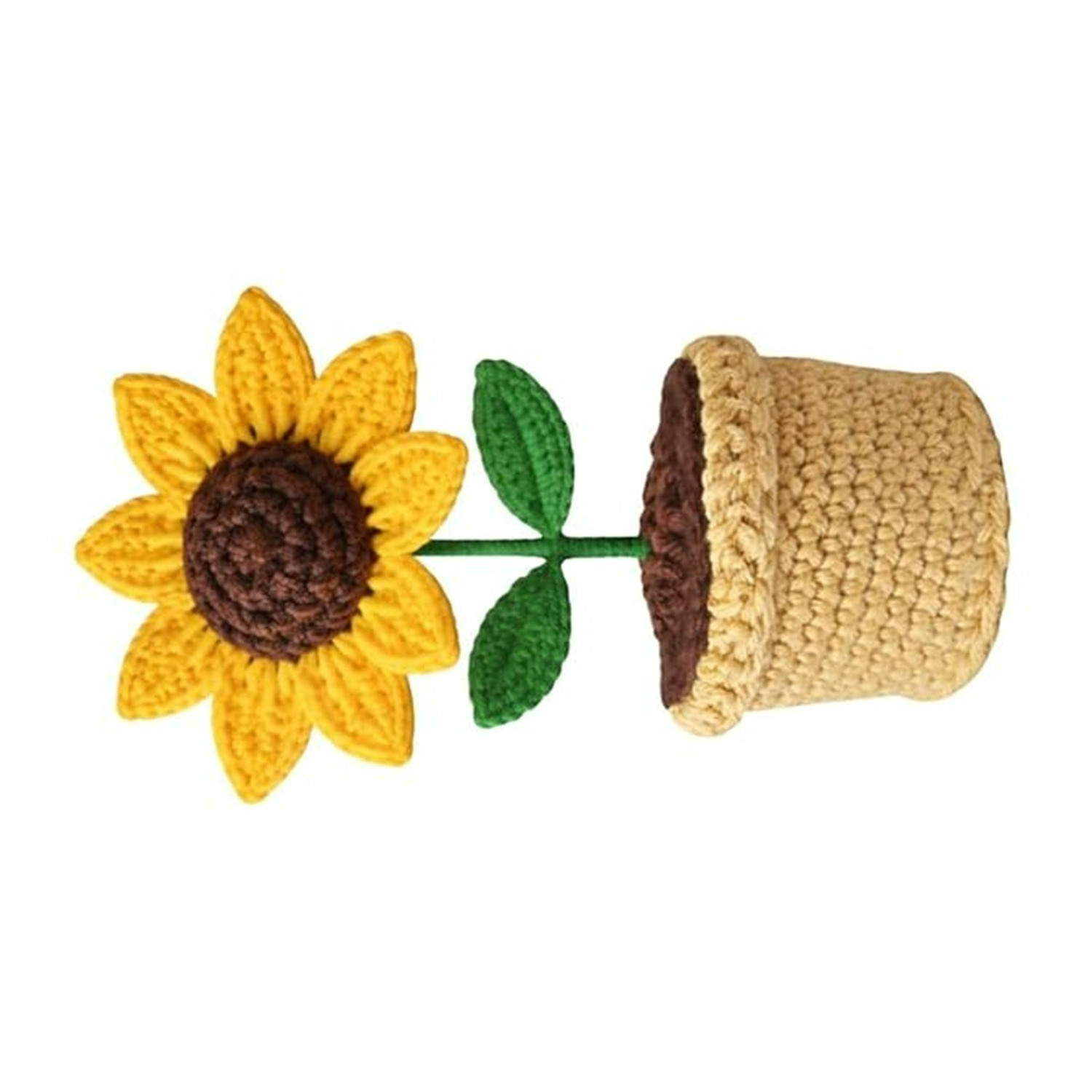 Hand Knitted Eco Friendly Crochet Artificial Hand Woven Yarn Sunflower Pot