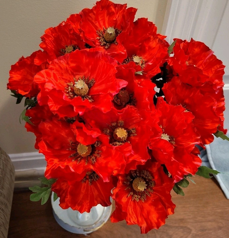 Lot of 4 Red Peony Bush By Ashland Artificial Faux Floral 20”