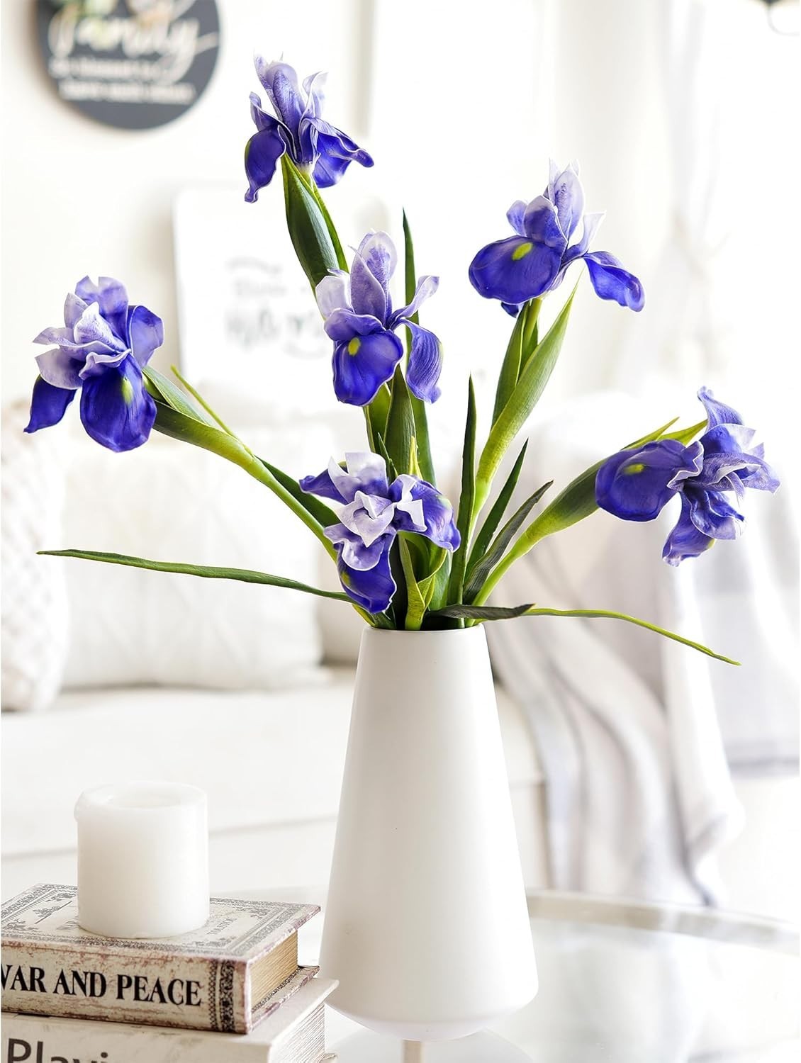 Elegant 6 Long-Stem Real Touch Purple Irises – Perfect for Home Décor & Weddings