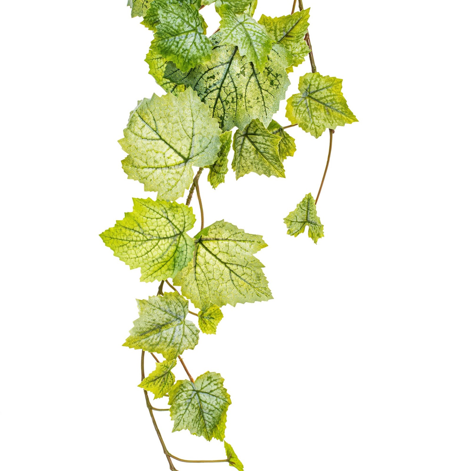 Vickerman 6′ Fabric Artificial Grape Leaf Ivy Hanging Bush in Green/White