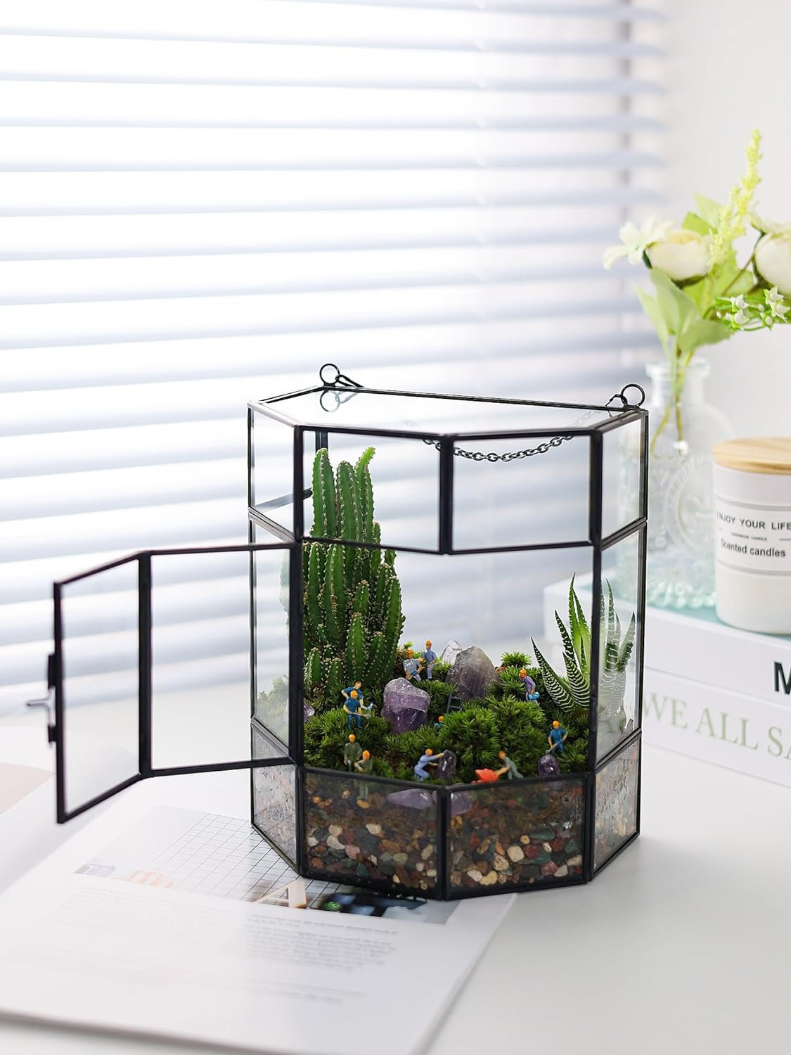 Hanging Glass Plant Terrarium Handmade Mini Greenhouse Indoor for Succulent & Ai