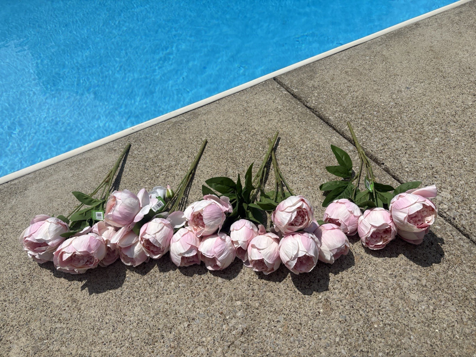 Artificial Flowers Lot European Style Spun Peonies Mauve Pink Colored 4 Bouquets