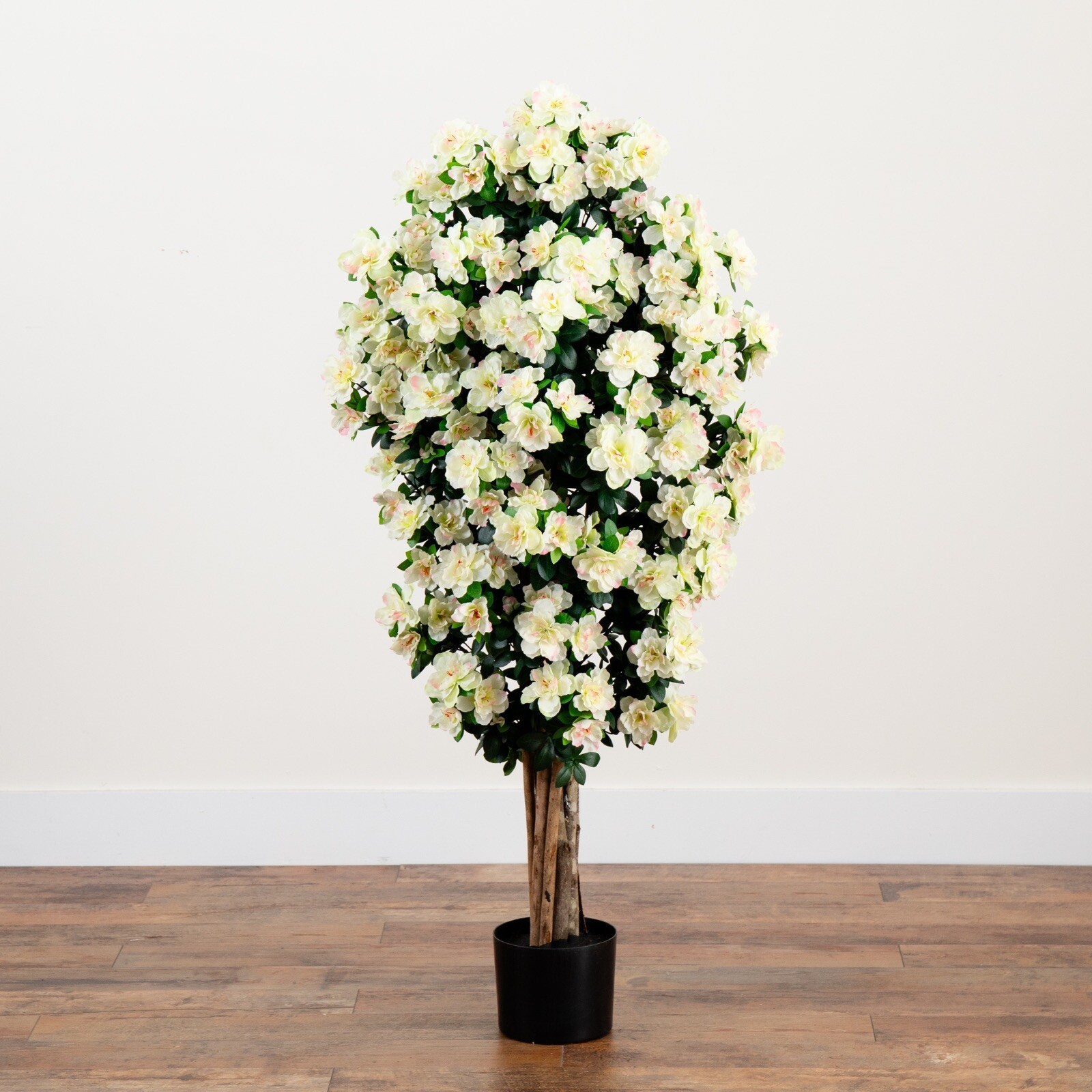 57” Azalea Artificial Flowering Tree with Natural Trunk Home Decor. Retail $179