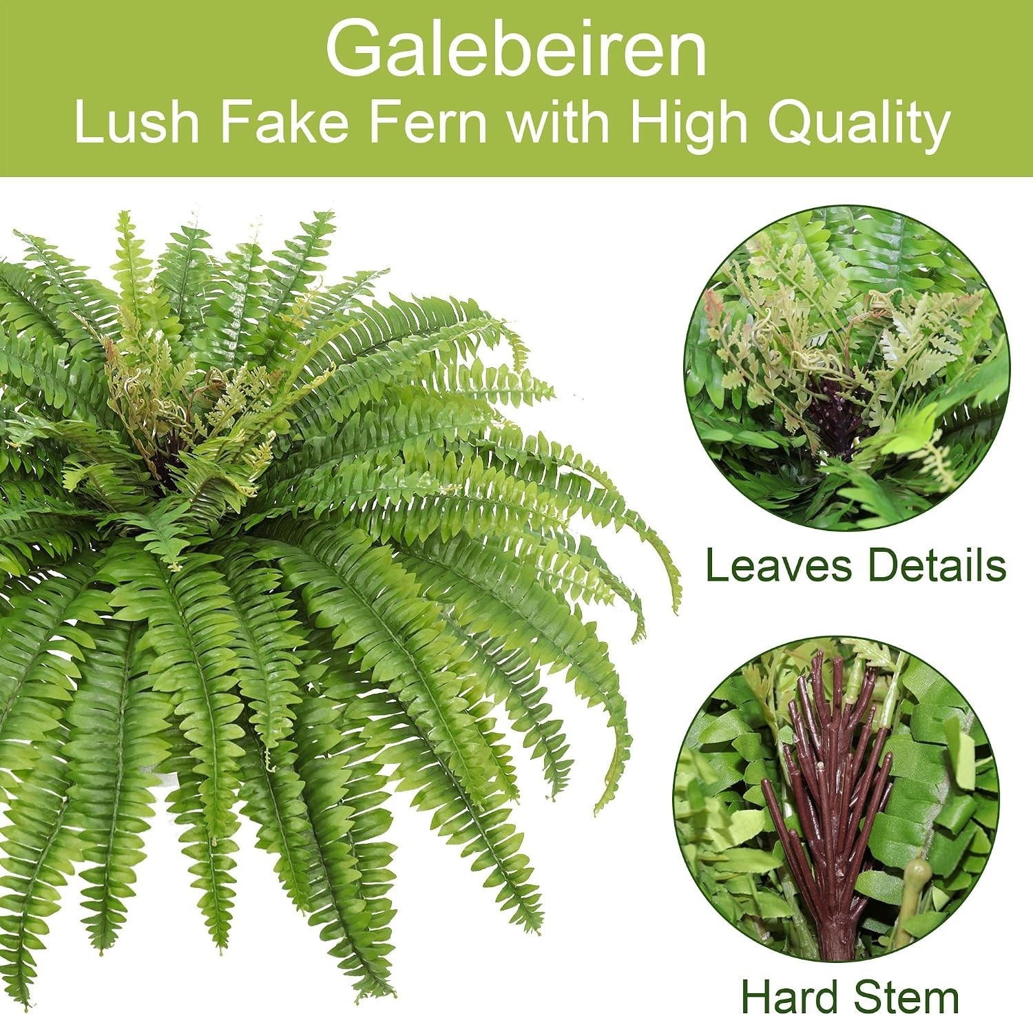 Charming 45″ Large Faux Fern Plant – 57 Fronds for Elegant Indoor & Outdoor Use