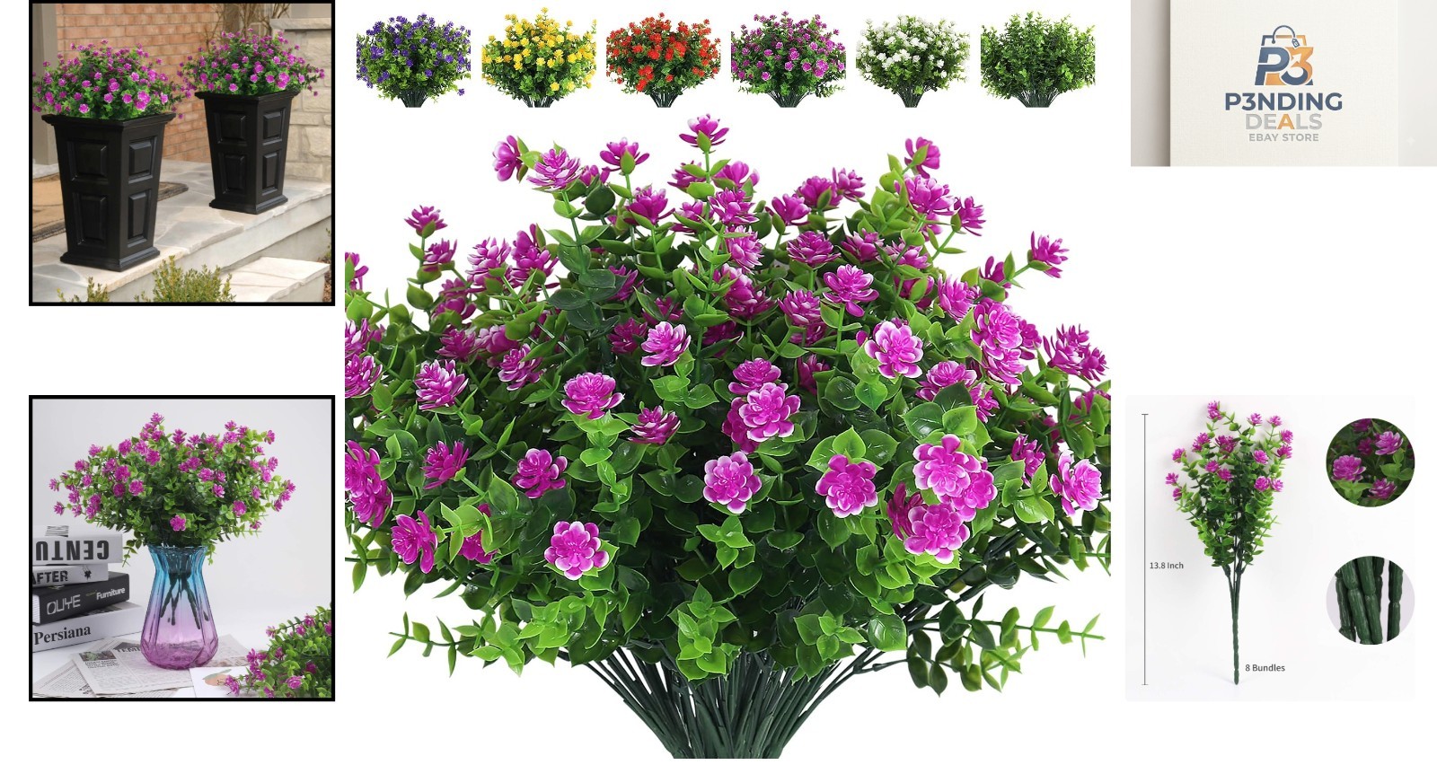 Stunning Fuchsia Artificial Plants – 8 Bundles for Indoor/Outdoor Wedding Decor