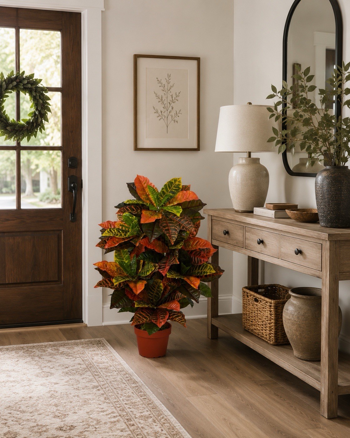 39” Artificial Croton Autumn Plant Lifelike Touch Fall Home Office Decor.