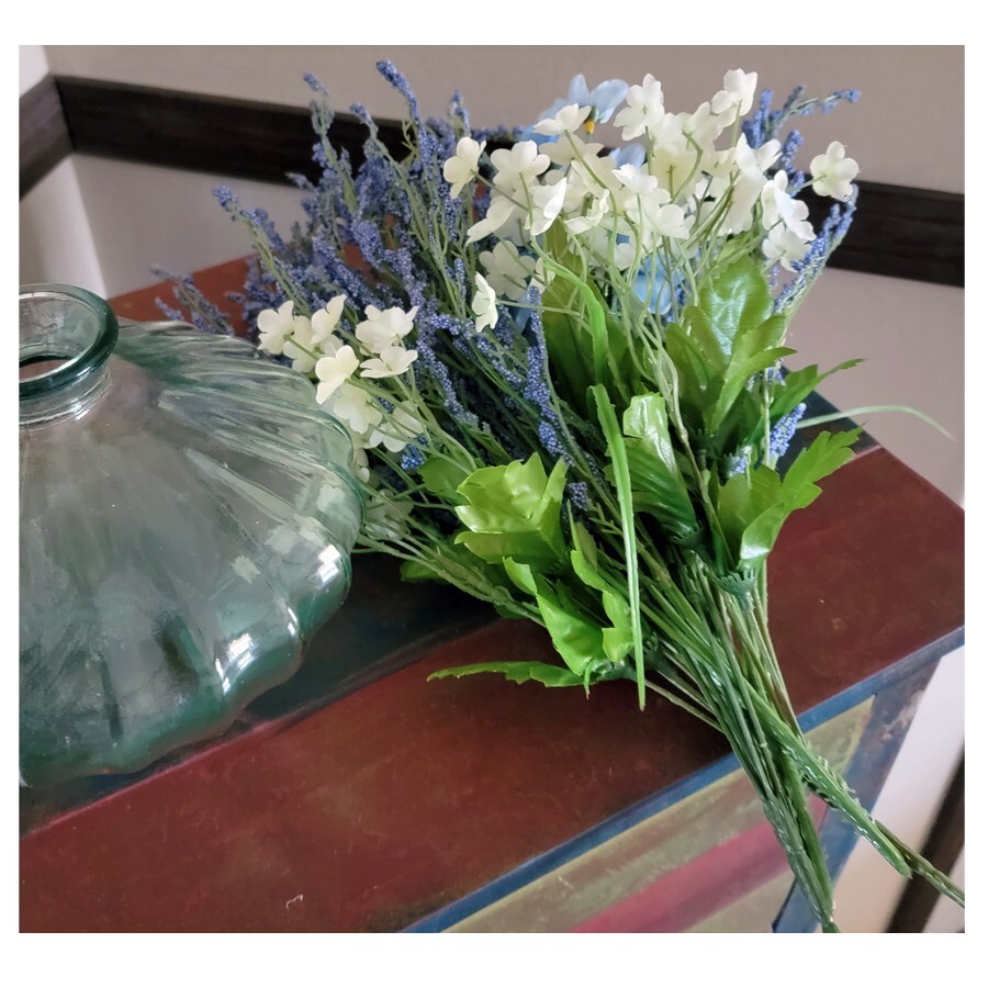 Silk Artificial Flower Arrangement in a Heavy Mate Glass Vase