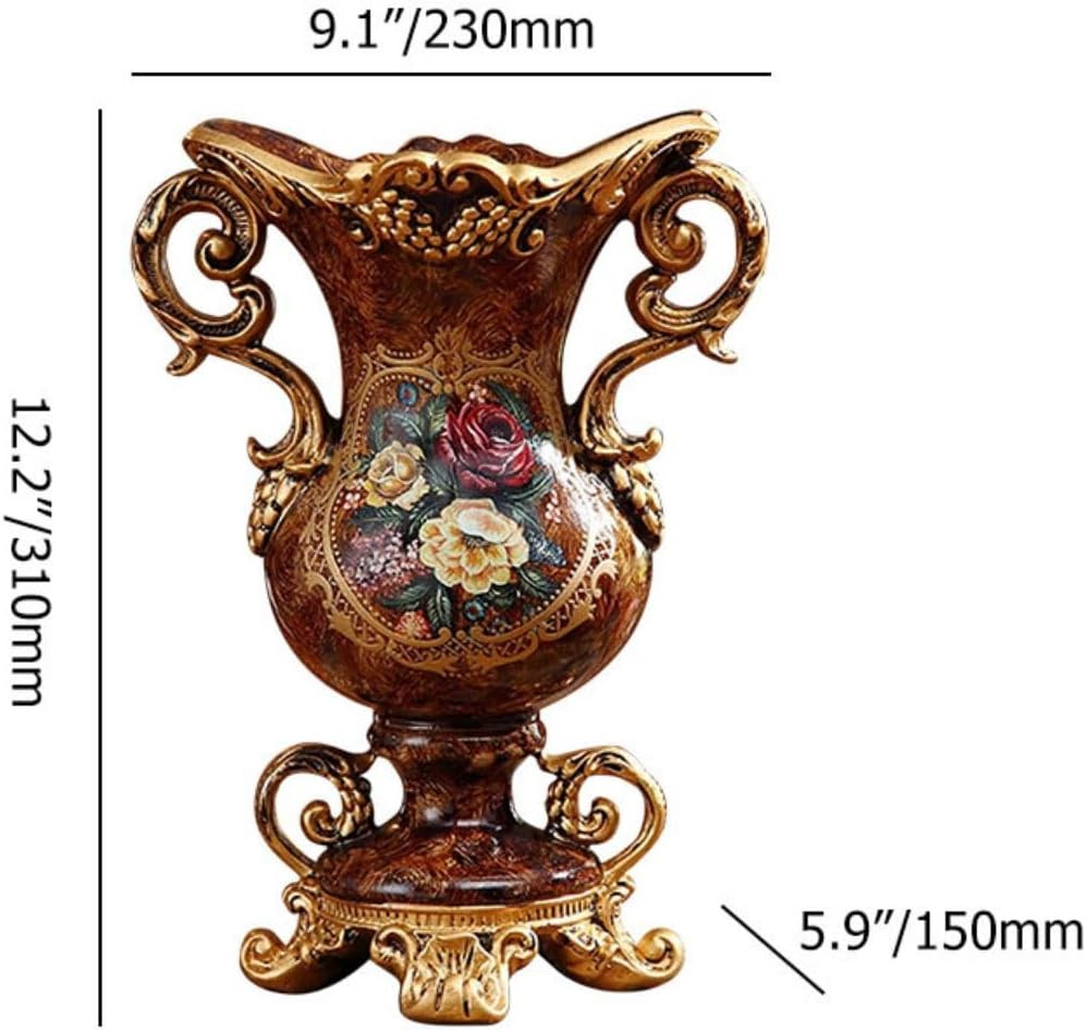 Elegant Vintage Flower Vase Set with Golden Resin Decor for Weddings & Parties