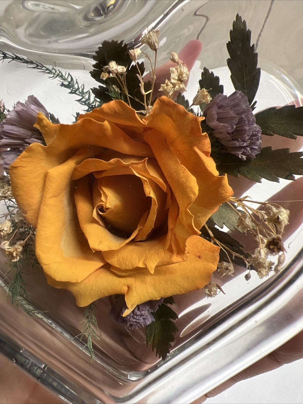 Vintage Natural Expressions Freeze Dried Floral Arrangement Heart Shaped EUC