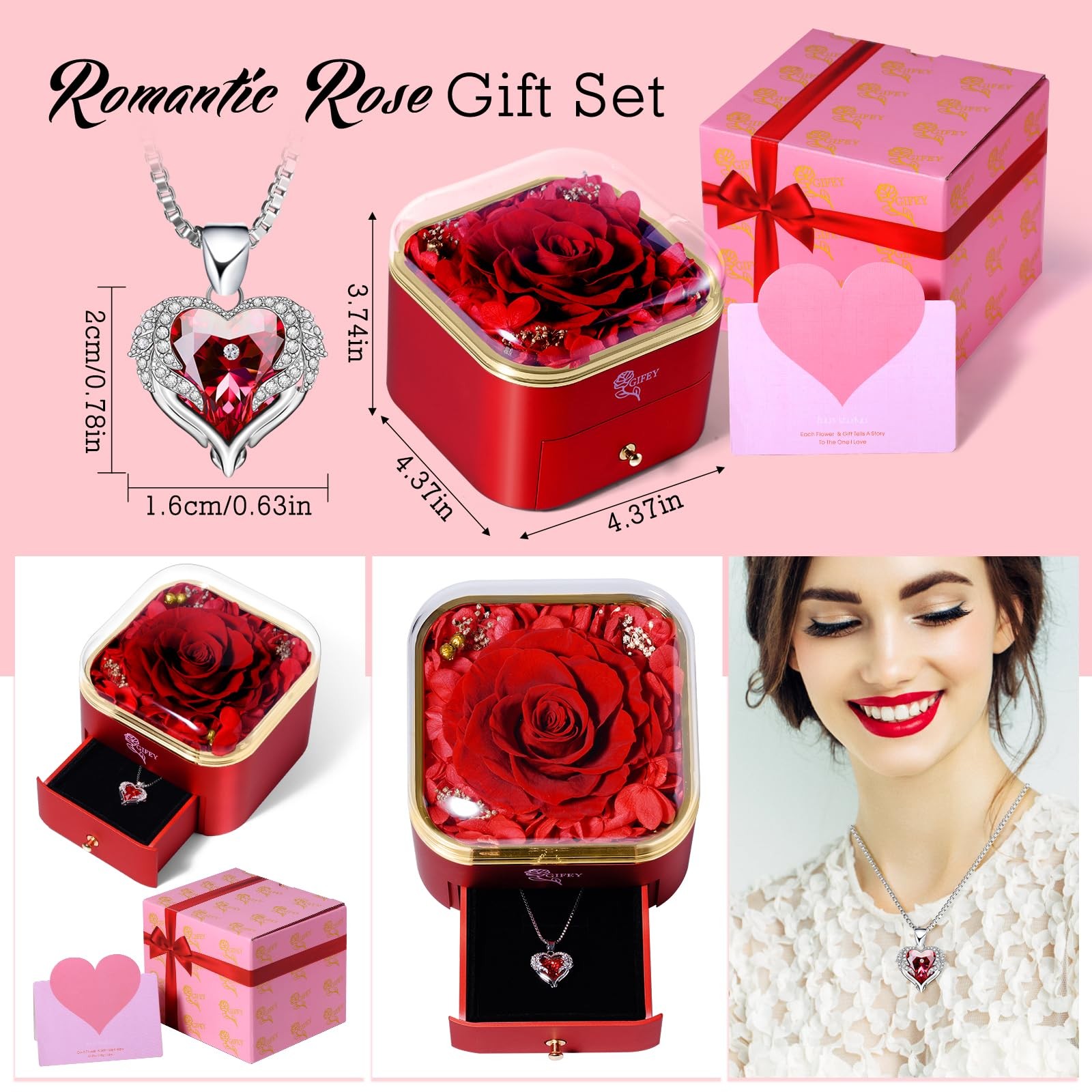 Mothers Day Flowers Roses Gifts Mom Preserved Real Blue Rose Heart Necklace