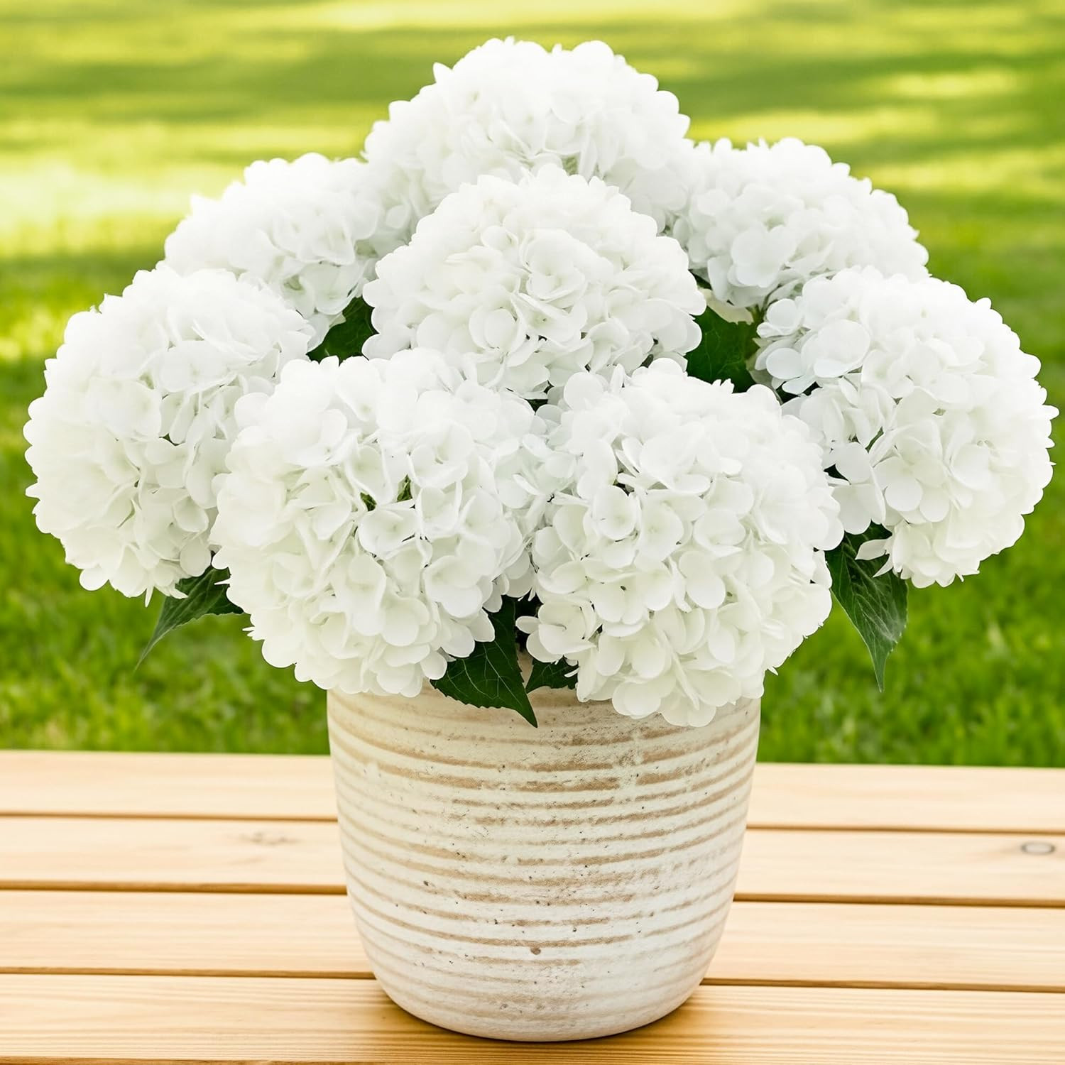 12 Bundles Hydrangea Artificial Flowers for Outdoors and Indoor, UV Resistant Wh