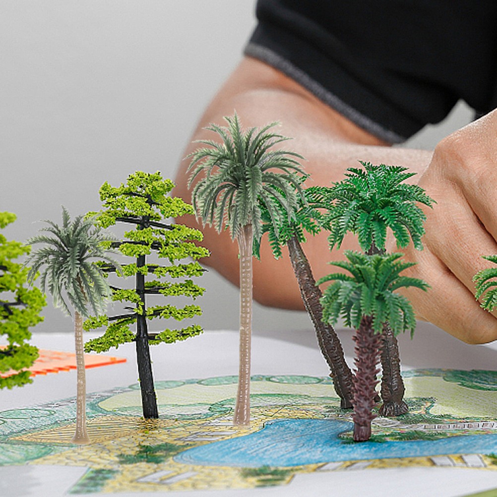 20 Pcs Miniature Coconut Palm Tree Decorative Model Artificial Indoor