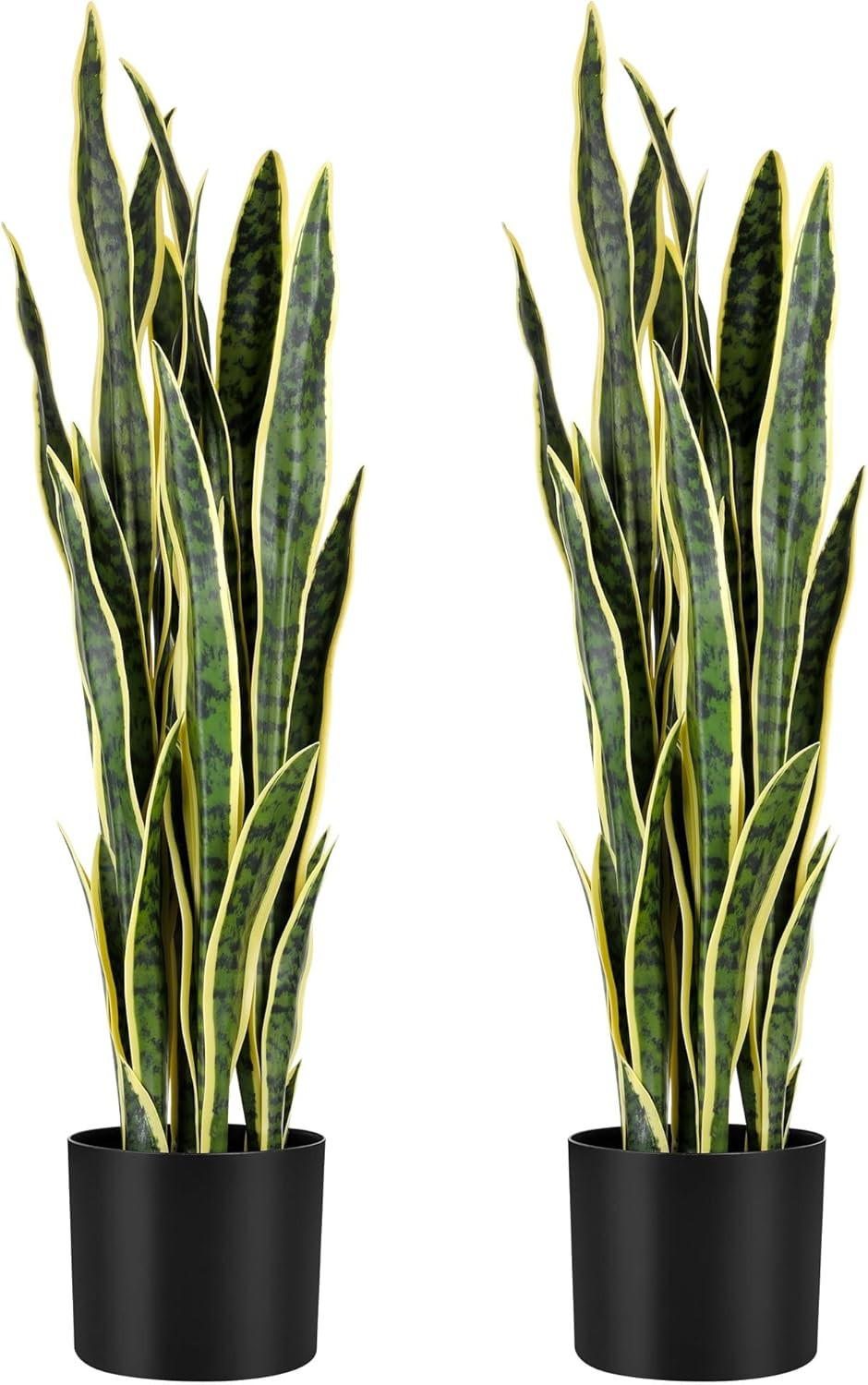 3Ft 2PCS Artificial Snake Plant, 35In Faux Sansevieria with PVC Lifelike Leaves