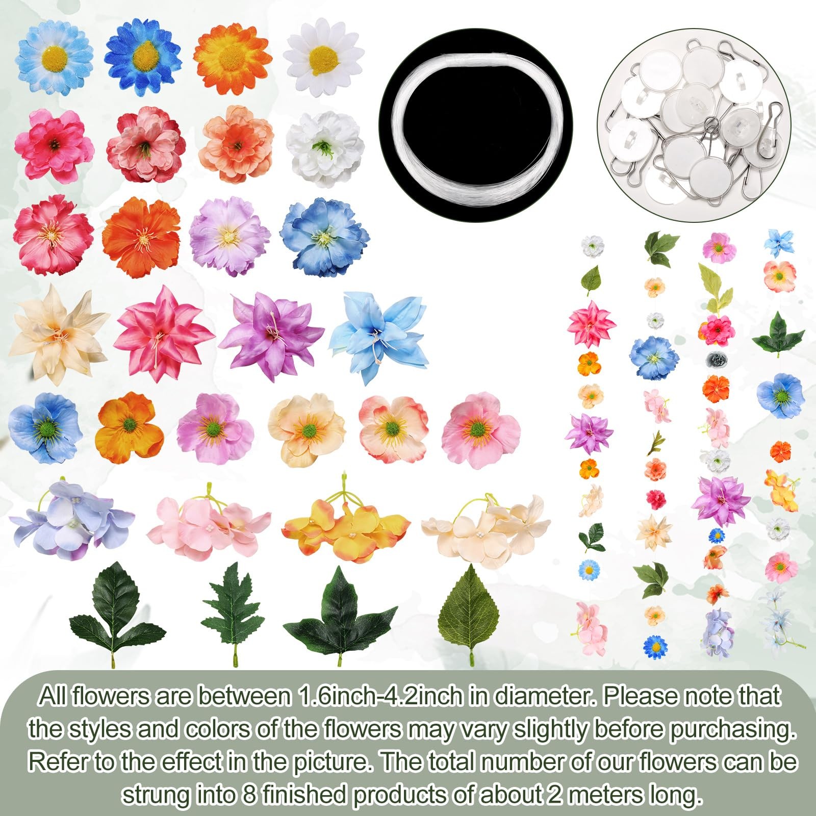 124 Pcs DIY 3D Wildflower Greenery Leaf Hanging Spring Decor Woodland Colorfu…