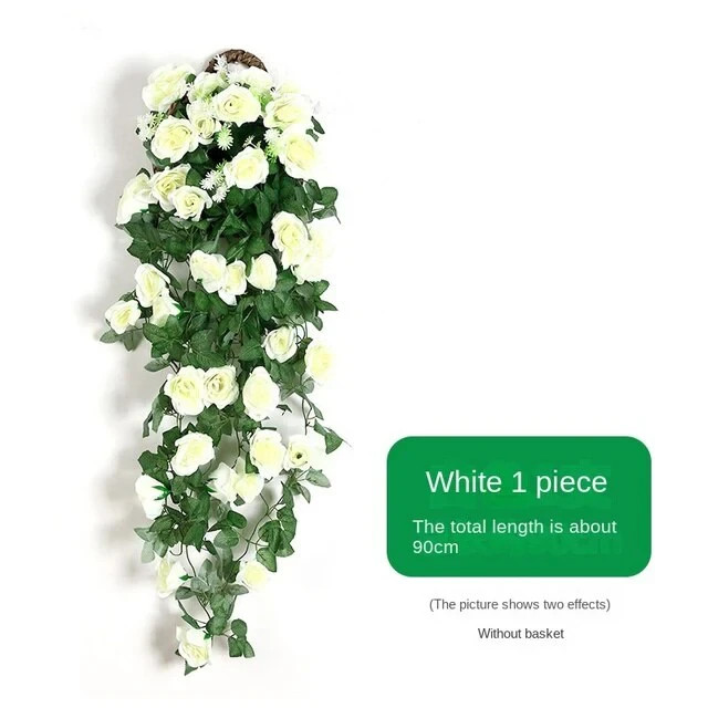 White Rose Flower Garland 90cm Artificial Hanging Vine Home Wedding Decor