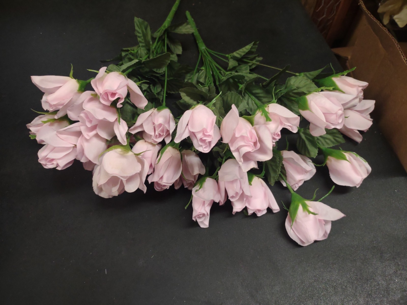 Set of 2 Bushes: 28 Roses Total, Pink Silk Rosebud Bush w 14 Wired Rose Buds