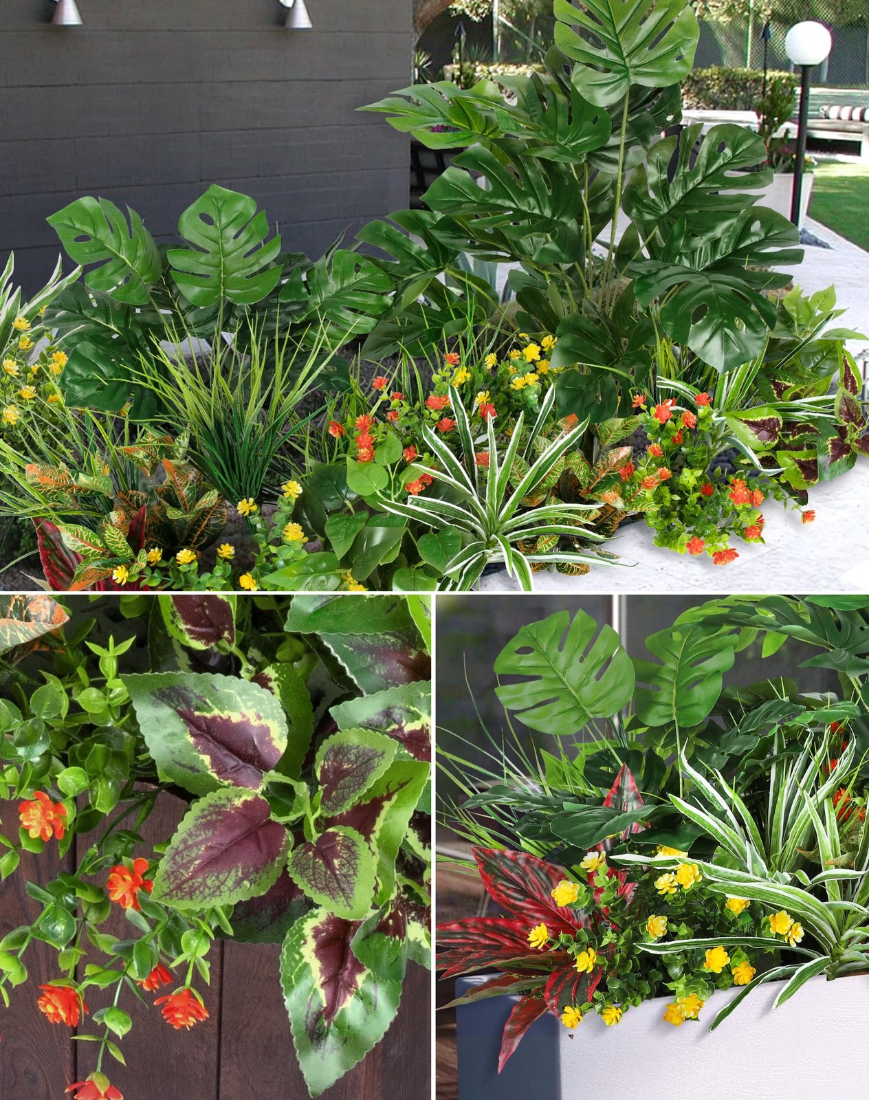Ouddy Decor 18 Pcs Artificial Plants Outdoor, Fake Boxwood UV Resistant Flowers