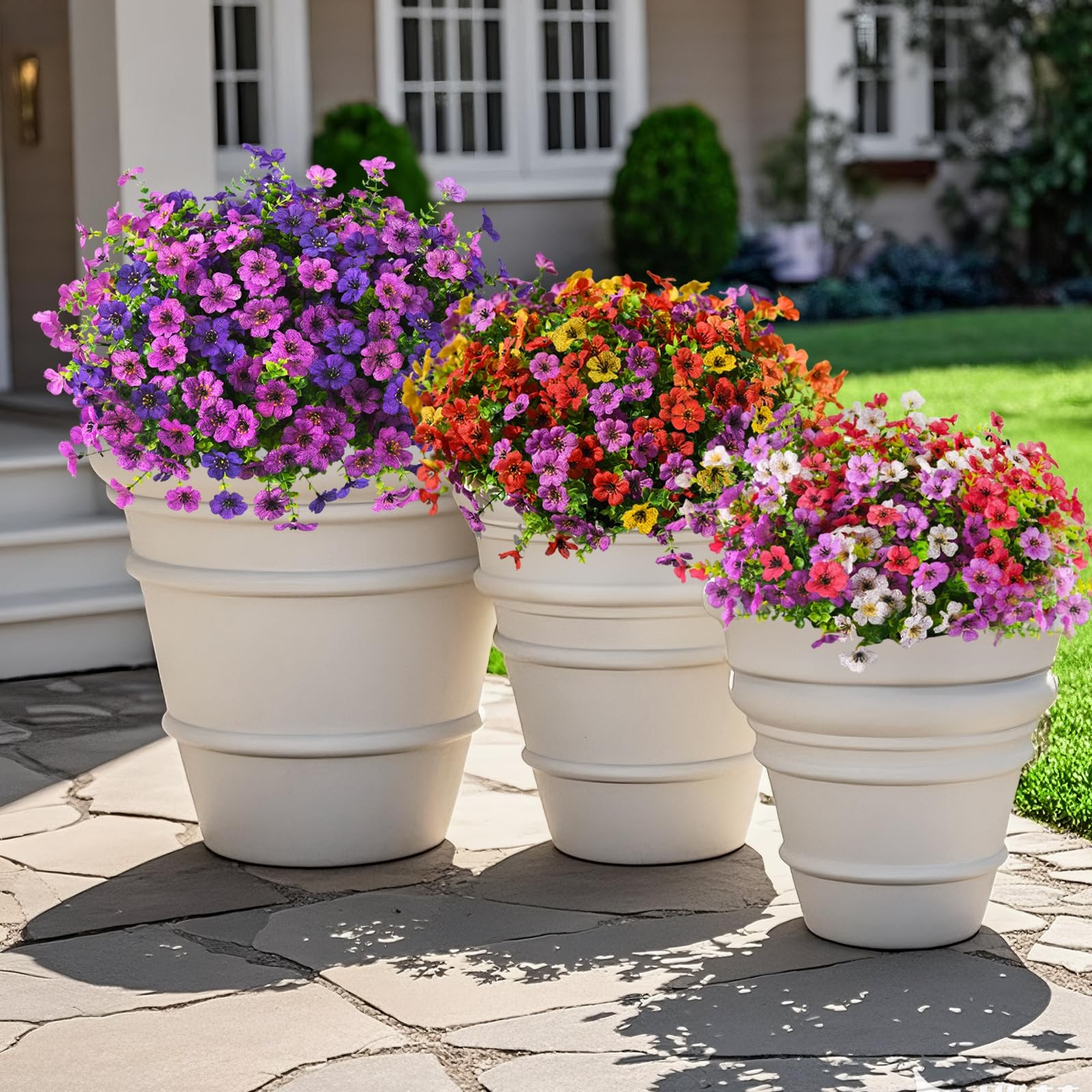 Artificial Flowers for Outdoors Faux Plants Fake Flowers Spring Summer Decora…