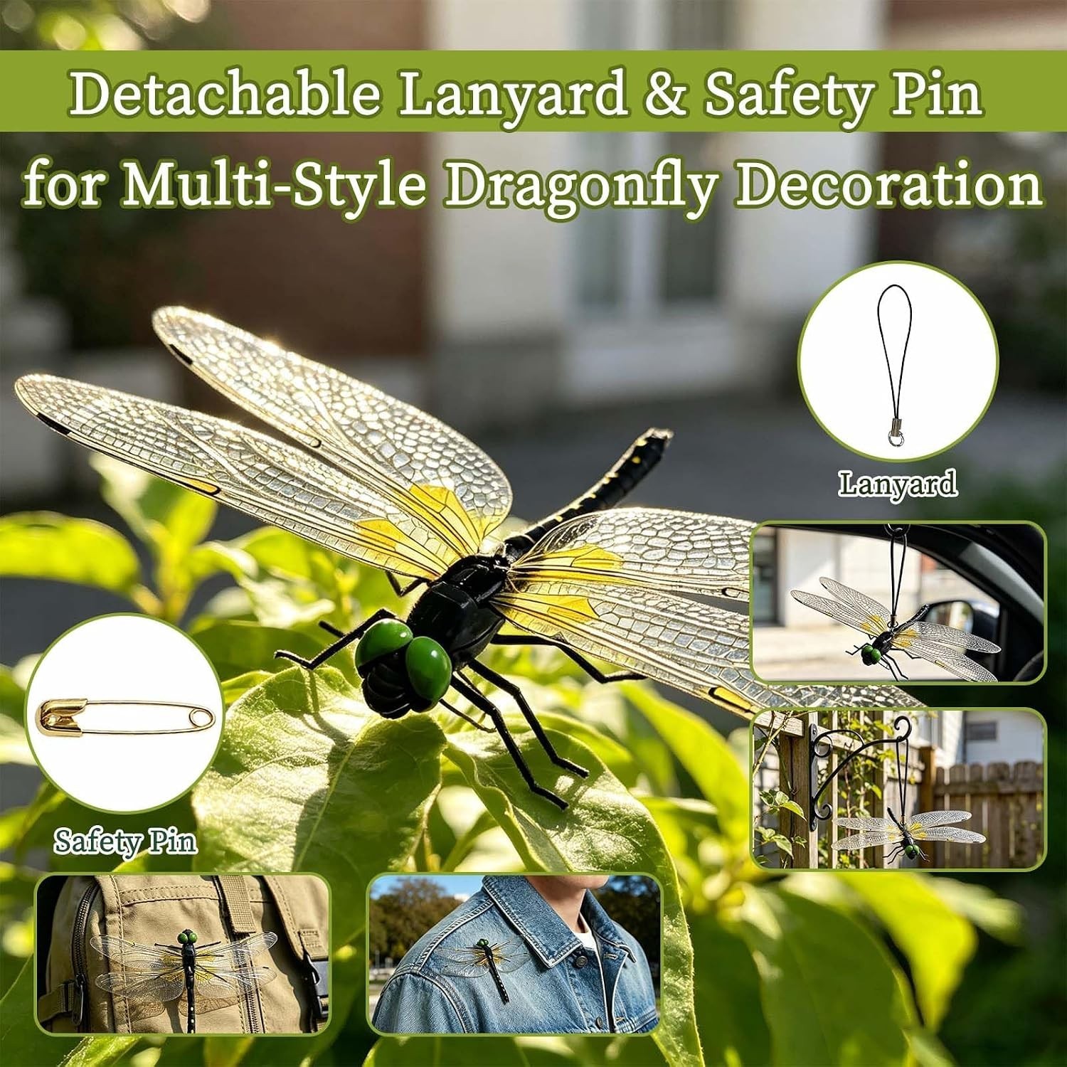 Removable Hanging Dragonfly Clips, Indoor Outdoor Decor