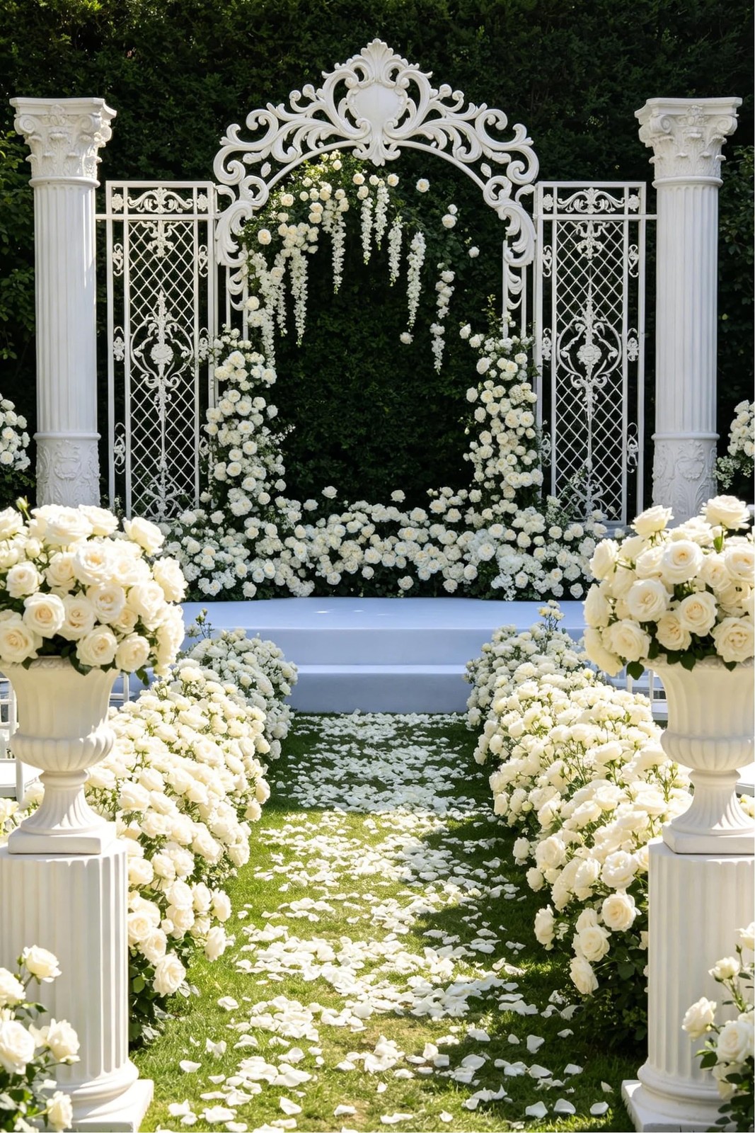 White Roses Artificial Flowers in Bulk, 50Pcs Premium Velvet Fake Roses with …