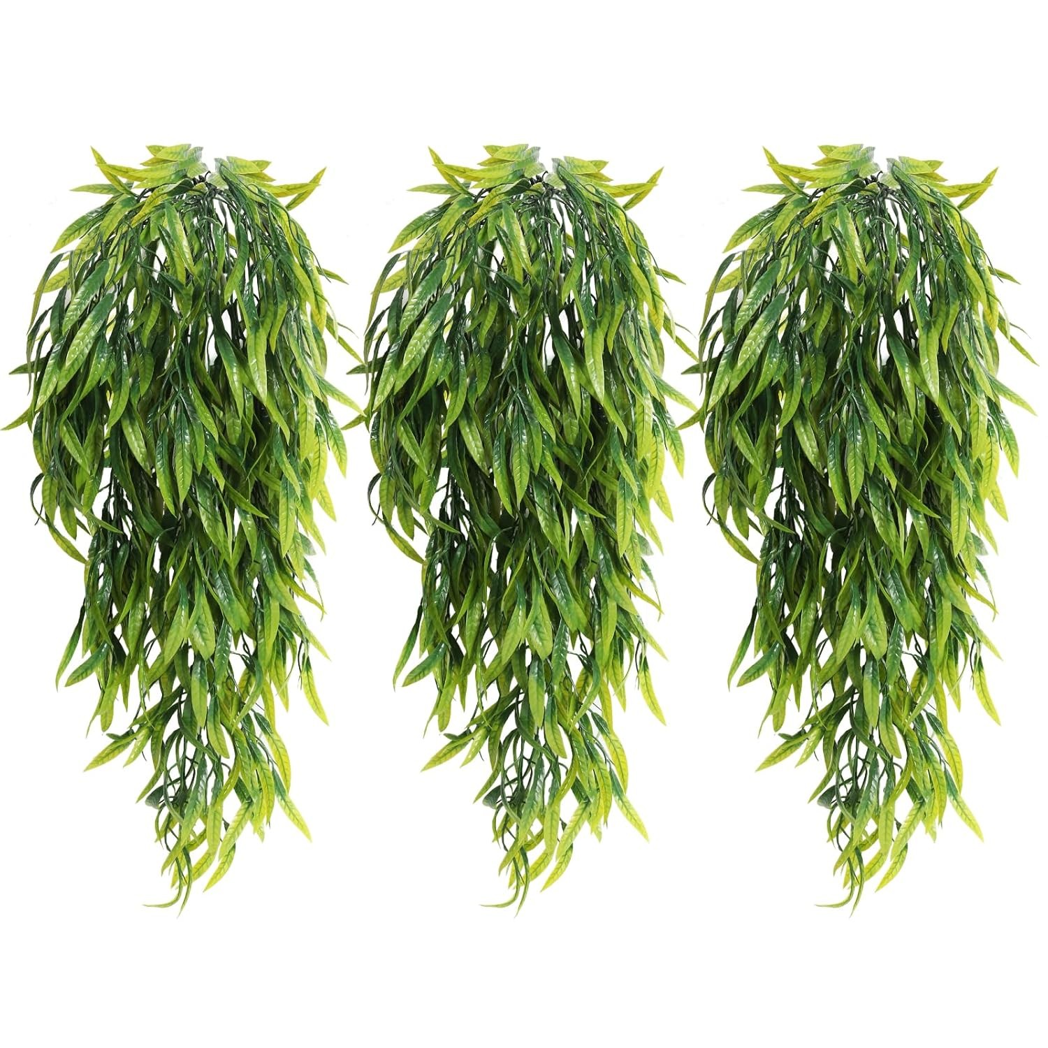 Artificial Olive Leaves 3Pack Hanging Fake Greenery Olive Plant Decorations