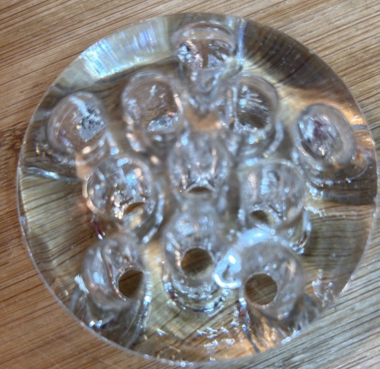Vintage Clear Glass Flower Frog 3” Round Floral Arranger Multiple Stem Holder