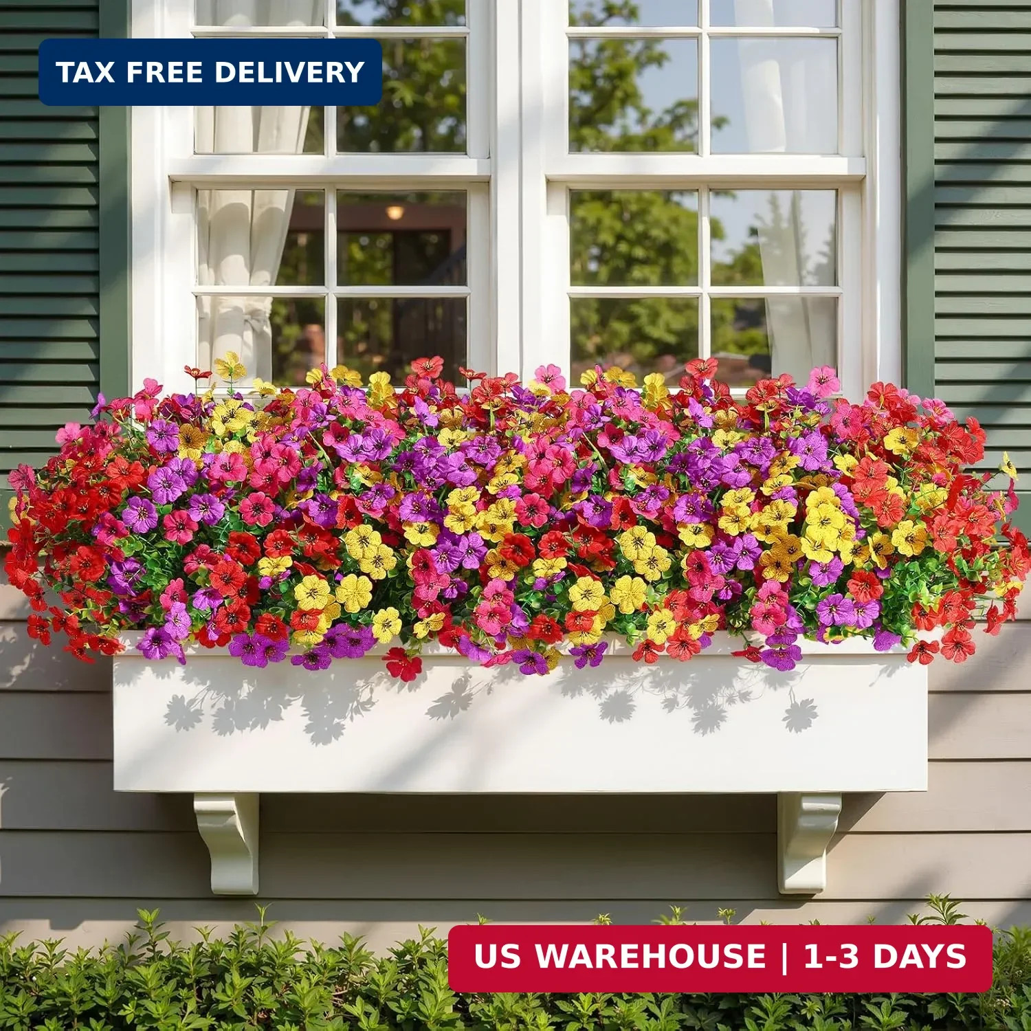 24 Bundles Artificial Flowers UV Resistant Faux Daisy Outdoor Garden Decor