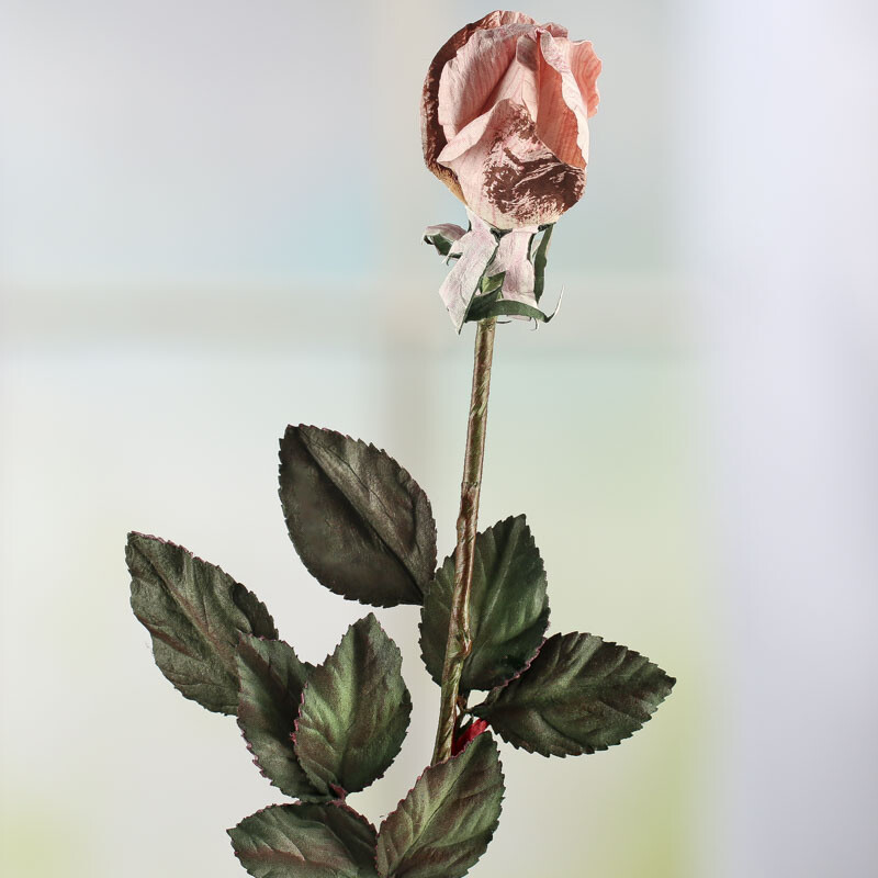 Dried Pink Artificial Rosebud Stem Flowers
