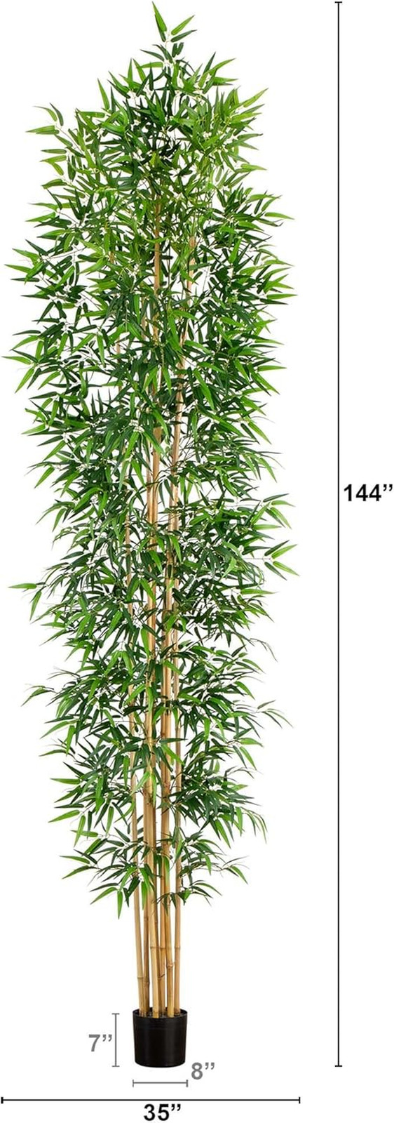 12Ft Artificial Bamboo Tree with Natural Bamboo Trunks for Home Decor