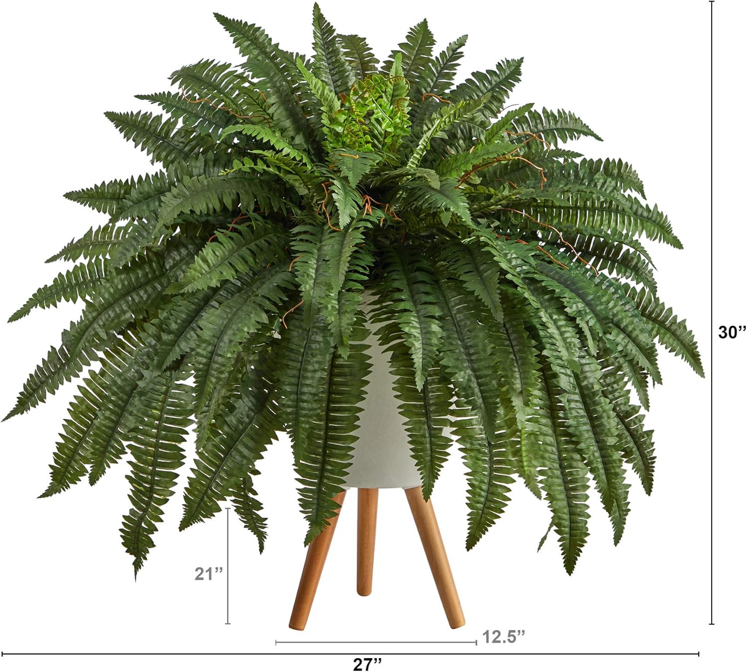 2.5Ft Boston Fern Artificial Plant in Stylish White Planter with Legs
