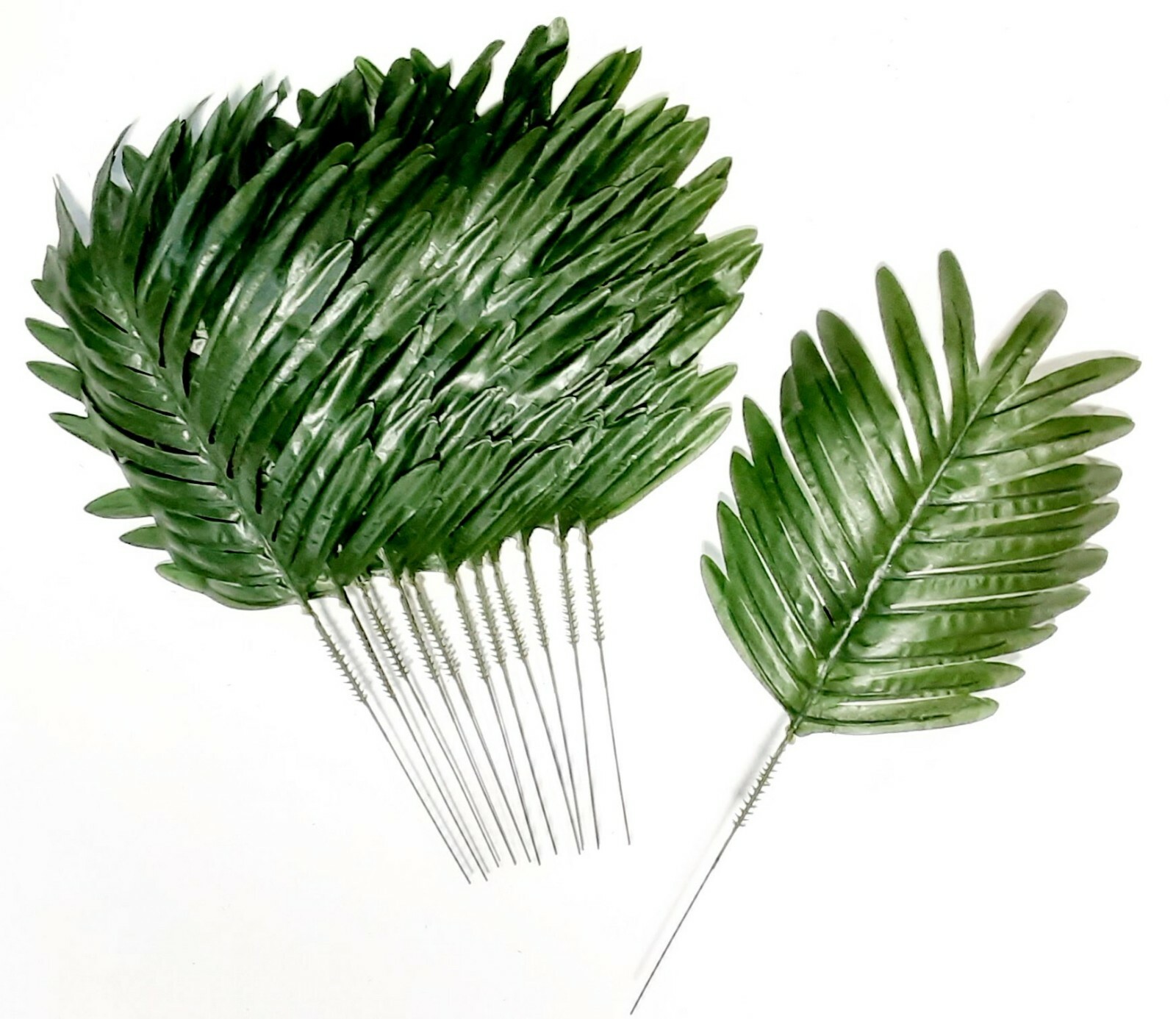 (12 Leaves) 15″ Green Fern Palm Silk Greenery Plant Flower In/ Outdoor Decor USA