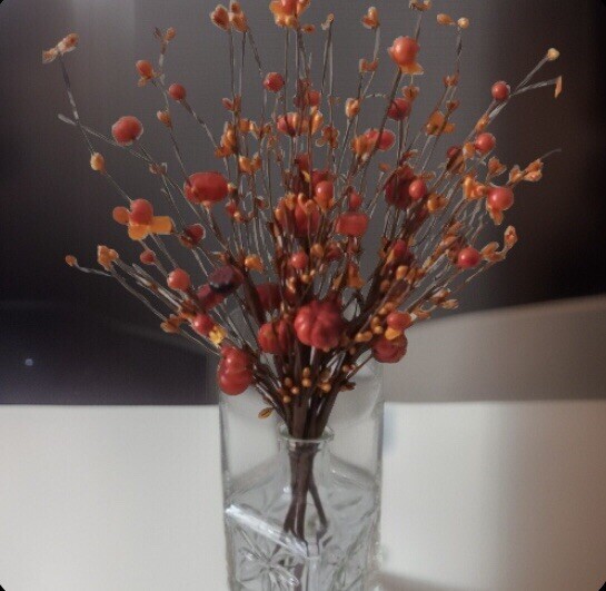 6 PCS Artificial Berry PumpkinStem Orange RedBerry Pick Autumn Vase Not Included