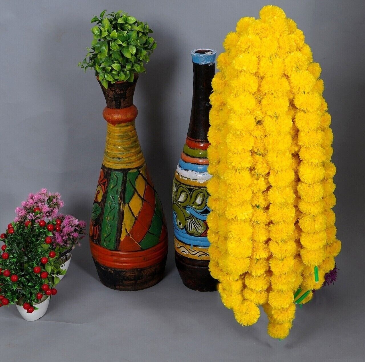 Wholesale Indian Yellow Marigold Flower Mehndi Decoration Artificial Garlands