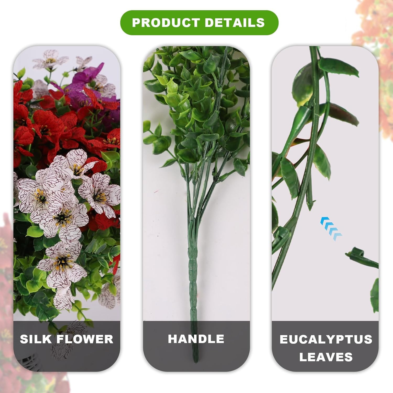 12 Bundles Artificial Flowers,Faux Plants for Spring Summer Decoration, UV Resis