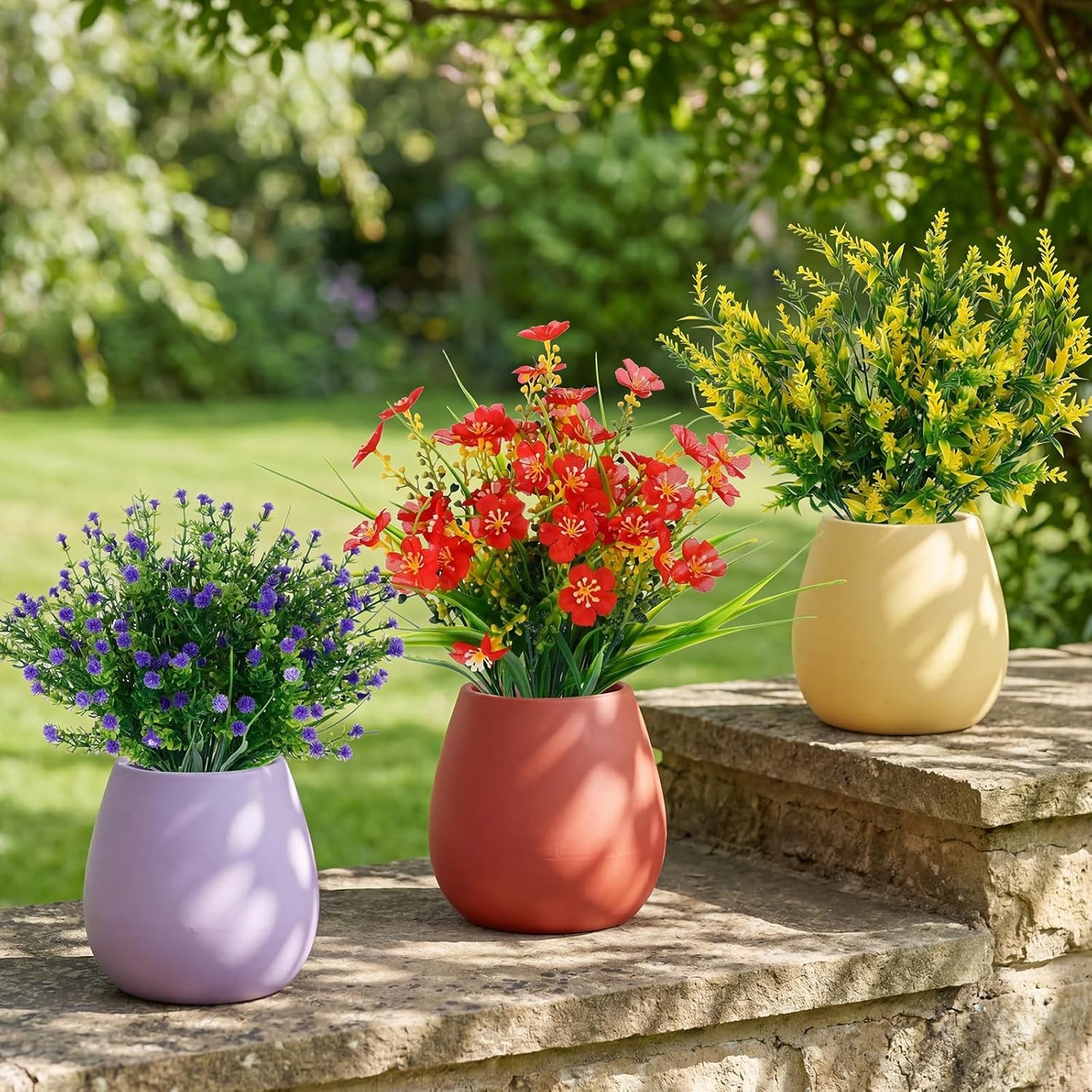12 Pcs Artificial Flowers for Outdoor Faux Wildflower Plants UV Resistant