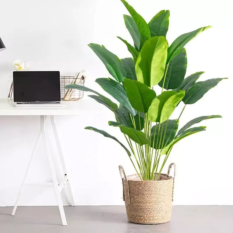 1pc Artificial Plants Large Tropical Palm Tree Fake Banana Plants Leaves