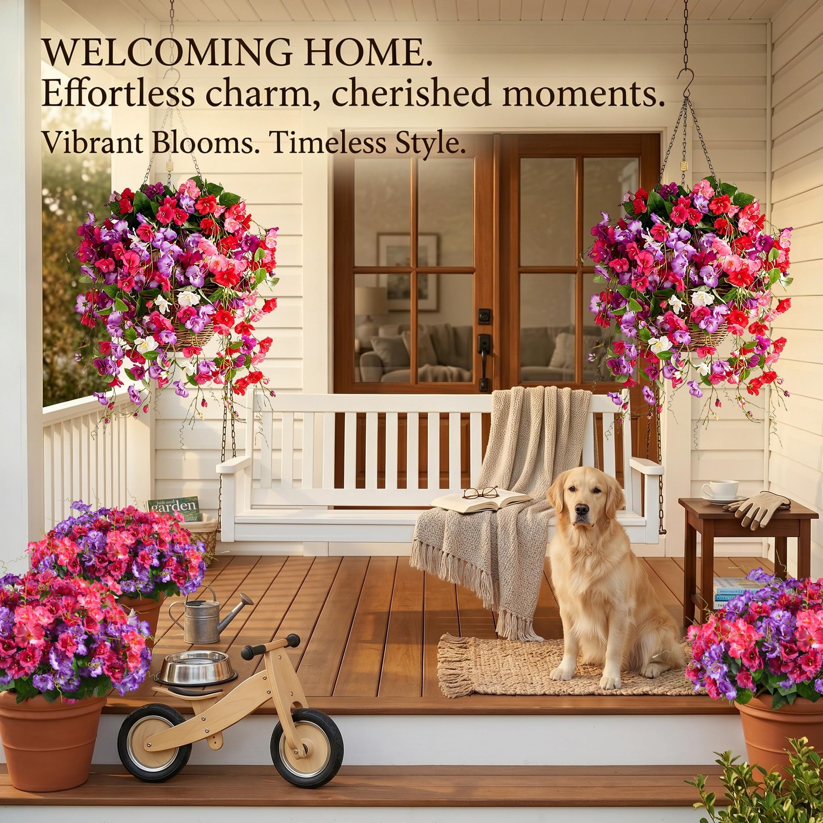 Artificial Flowers for Outdoors UV Resistant, 3 PCS Hanging Hibiscus Flowers …