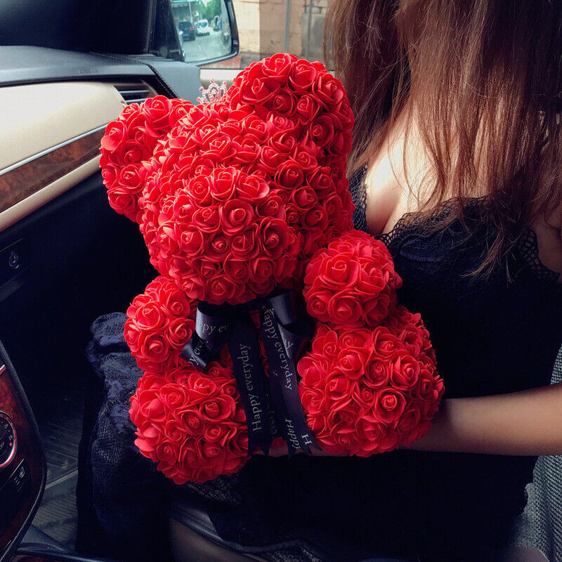 Wedding Rose Teddy Bear With Box For Women Valentines Girlfriend Birthday Gifts