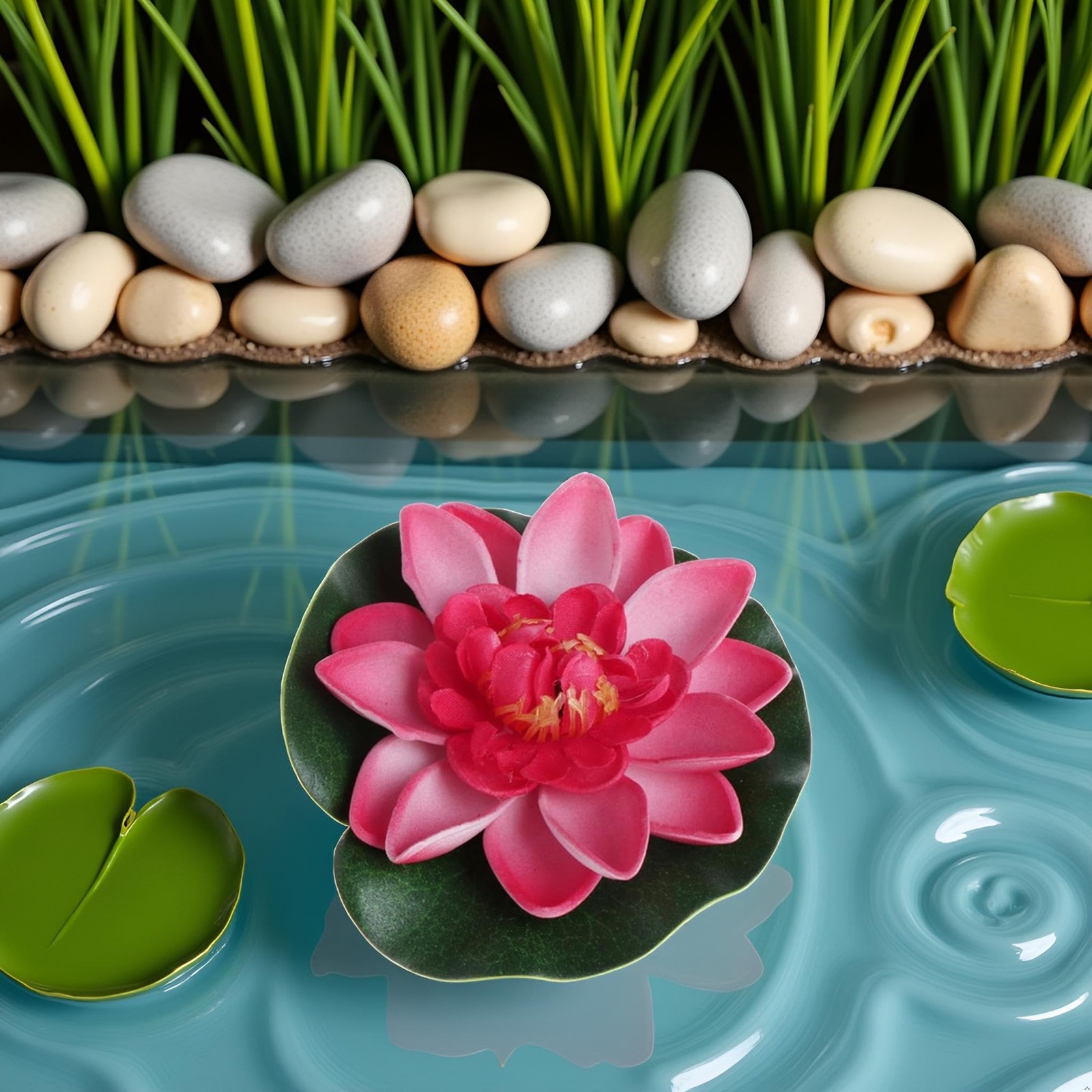 Light Pink Fake Floating Flowers Lotus Water Lily Plants Garden Tank Pond Dec…