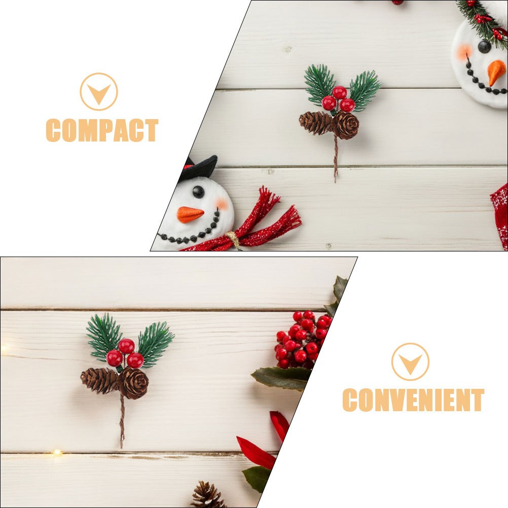 30 Pcs Artificial Pine Branches Pine Cones And Red Berry Christmas Picks Decor