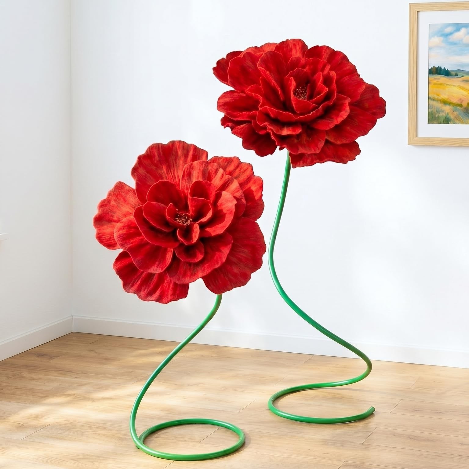 2 Pcs 5ft Large Peony Flowers Giant Artificial Red Peony Standing Huge Handcr…