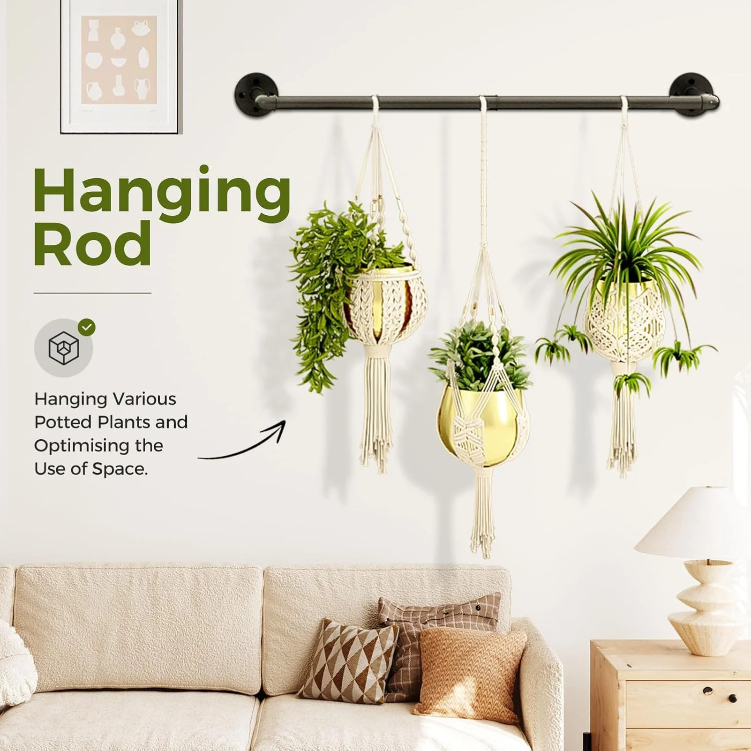 Hanging Planters for Indoor Plants Plant Hanger Indoor Rod 36.2in Window Plan