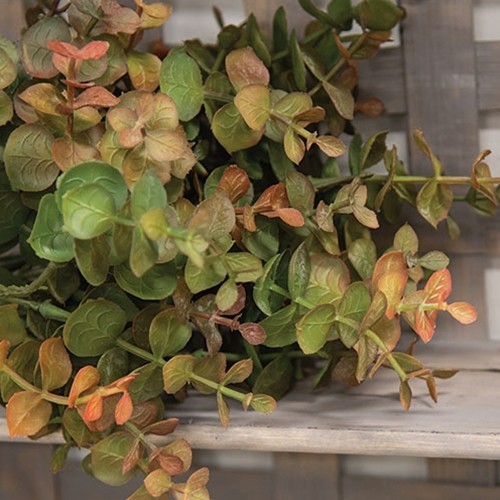 NEW PRIMITIVE Farmhouse BUSH Floral EUCALYPTUS 13″ H Fall OLIVE Green Cottage