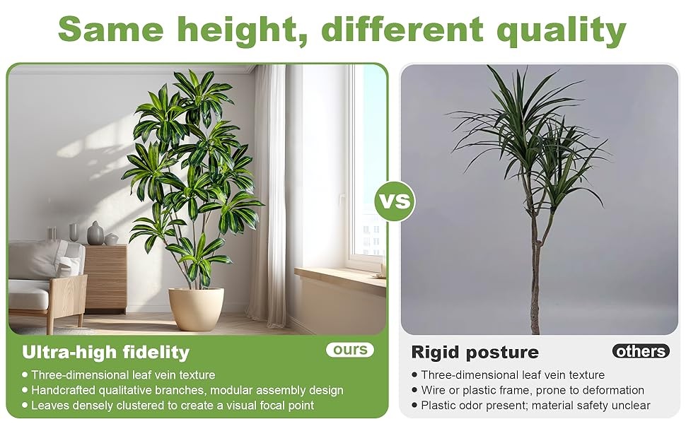 Erimda Artificial Fiddle Leaf Fig Tree 7ft with White Planter Realistic Fiddle