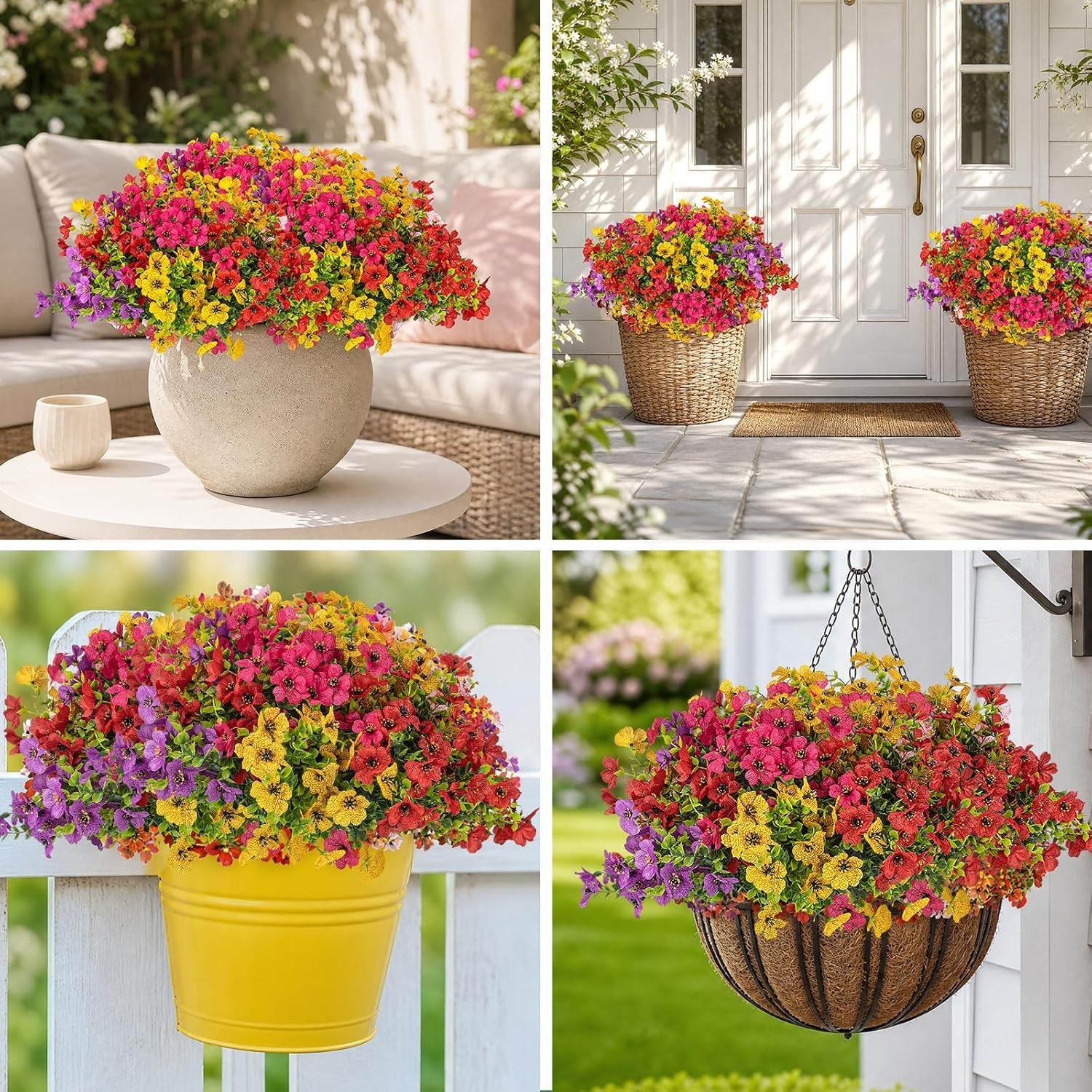 24 Pcs Artificial Daisy Flowers for Outdoors 6 Color | UV Resistant Artificia…