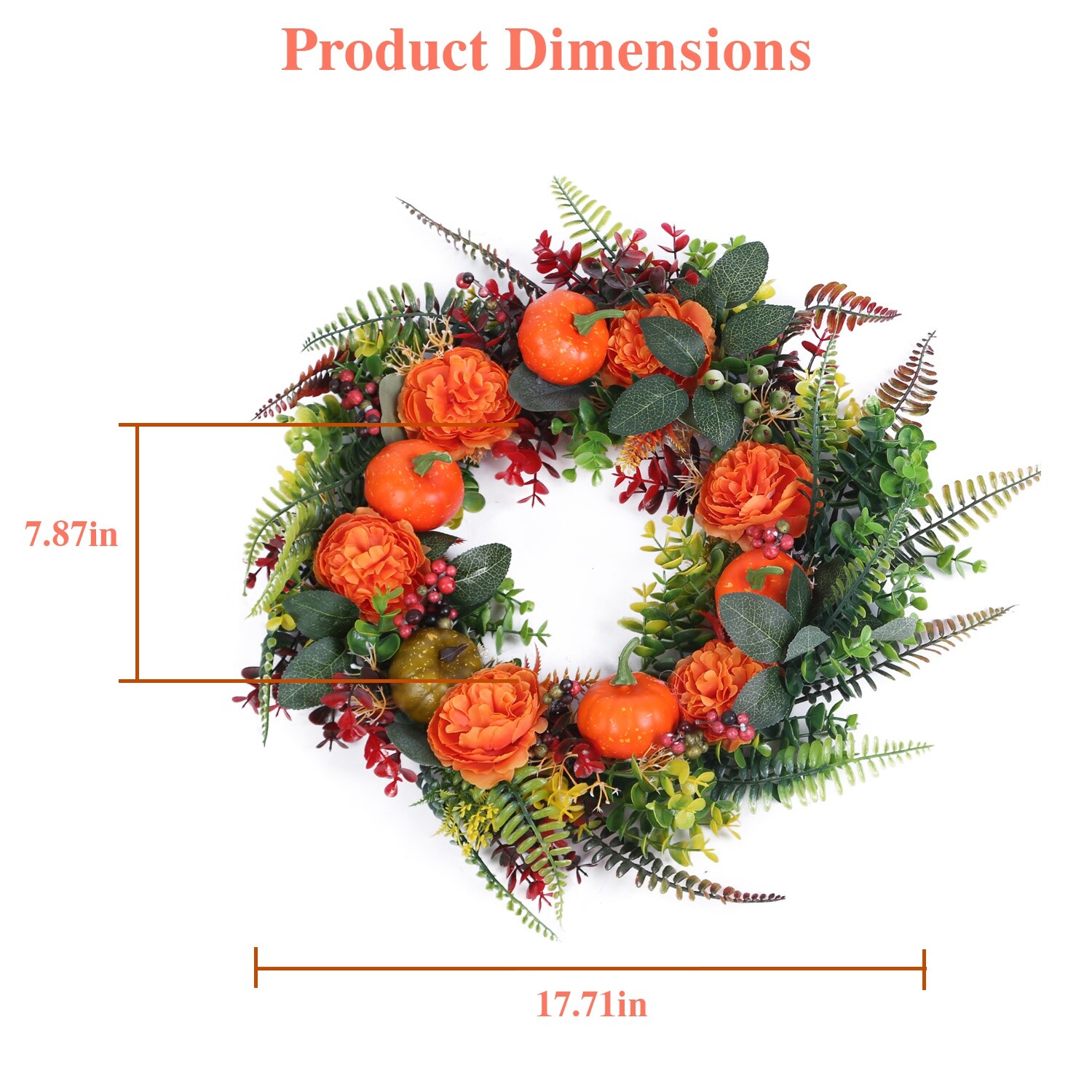 Pumpkin Maple Wreath Hanging Plant Hanger Decor Yard Xmas Party Indoor Outdoor