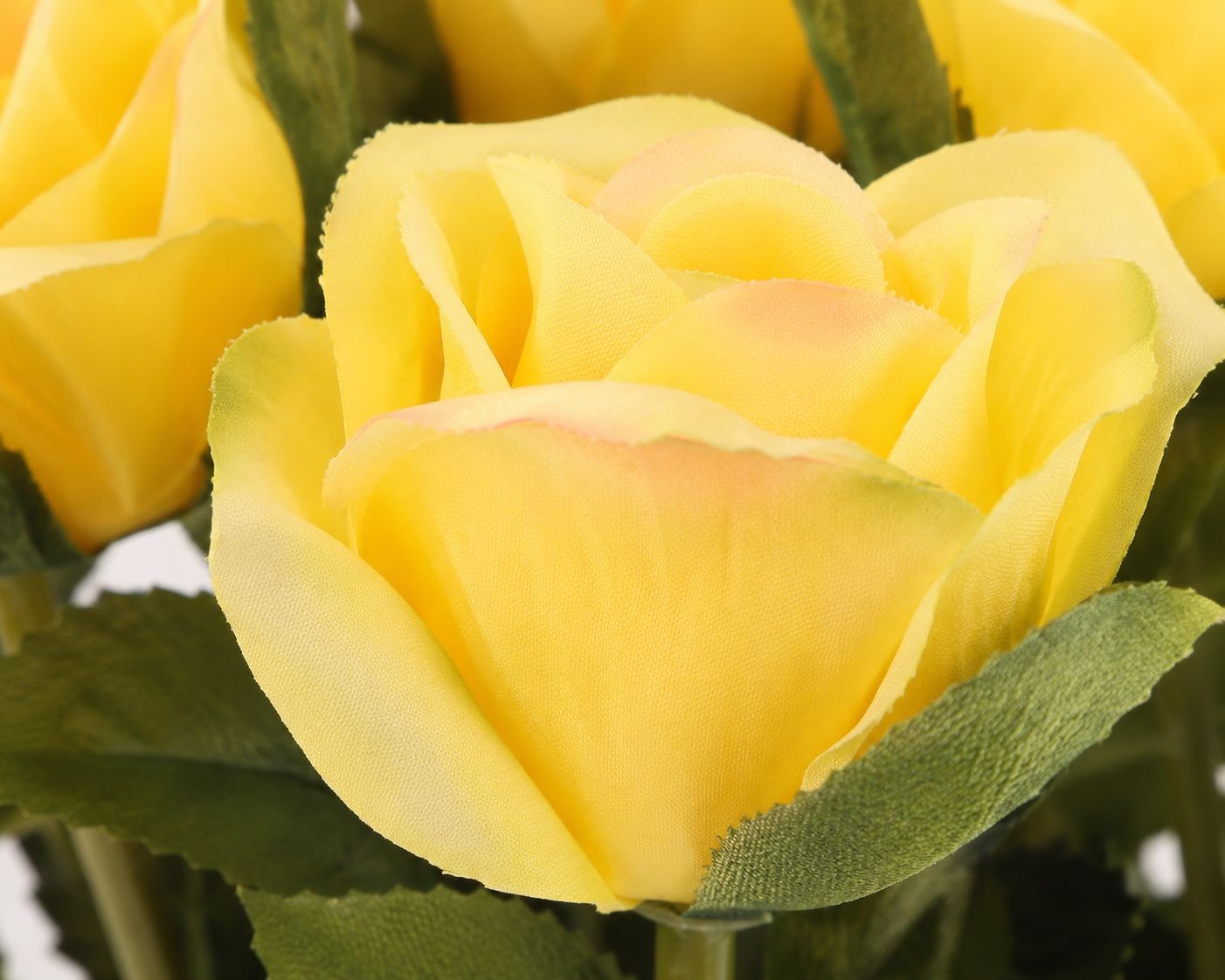 Yellow Artificial Roses 12 Stems Faux Silk Rose Bouquet Small Roses Wedding Flow