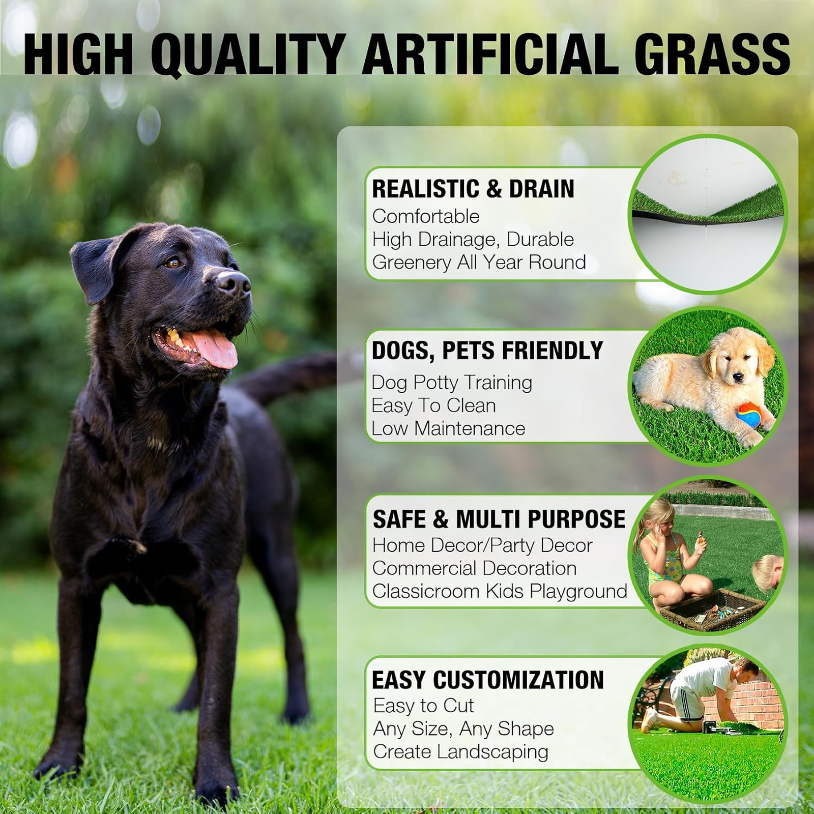 2FT X 6FT Artificial Turf Runner Rug Indoor Outdoor – Realistic Narrow Fake