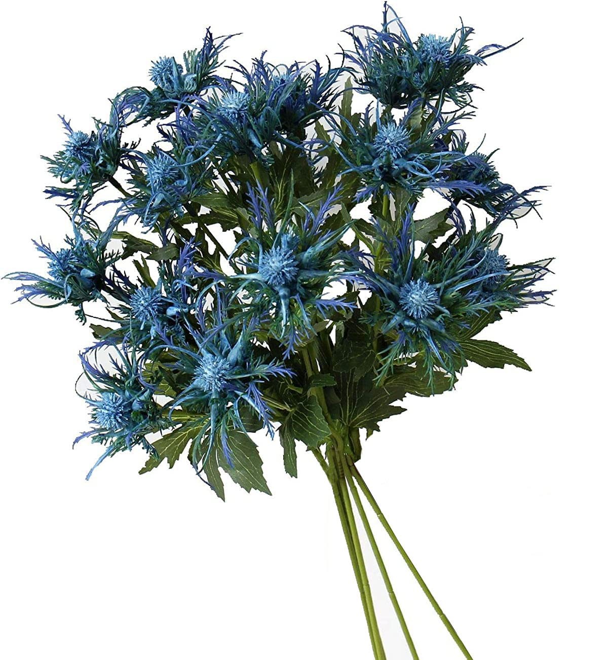 5 Pack Silk Artificial Thistle Flowers Eryngiums Faux Plants for Garden Weddi…